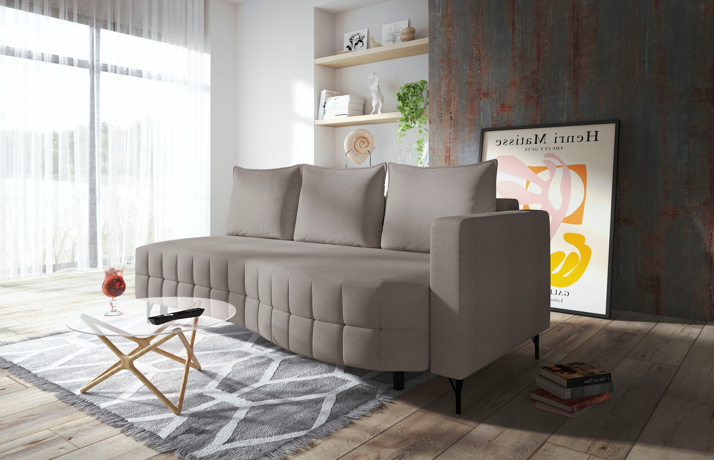 exxpo - sofa fashion Loungesofa »T wiggy Schlafsofa mit Bettfunktion und Bettkasten,«, komfortabler Federkern, super Sitzkomfort, elegante Formensprache