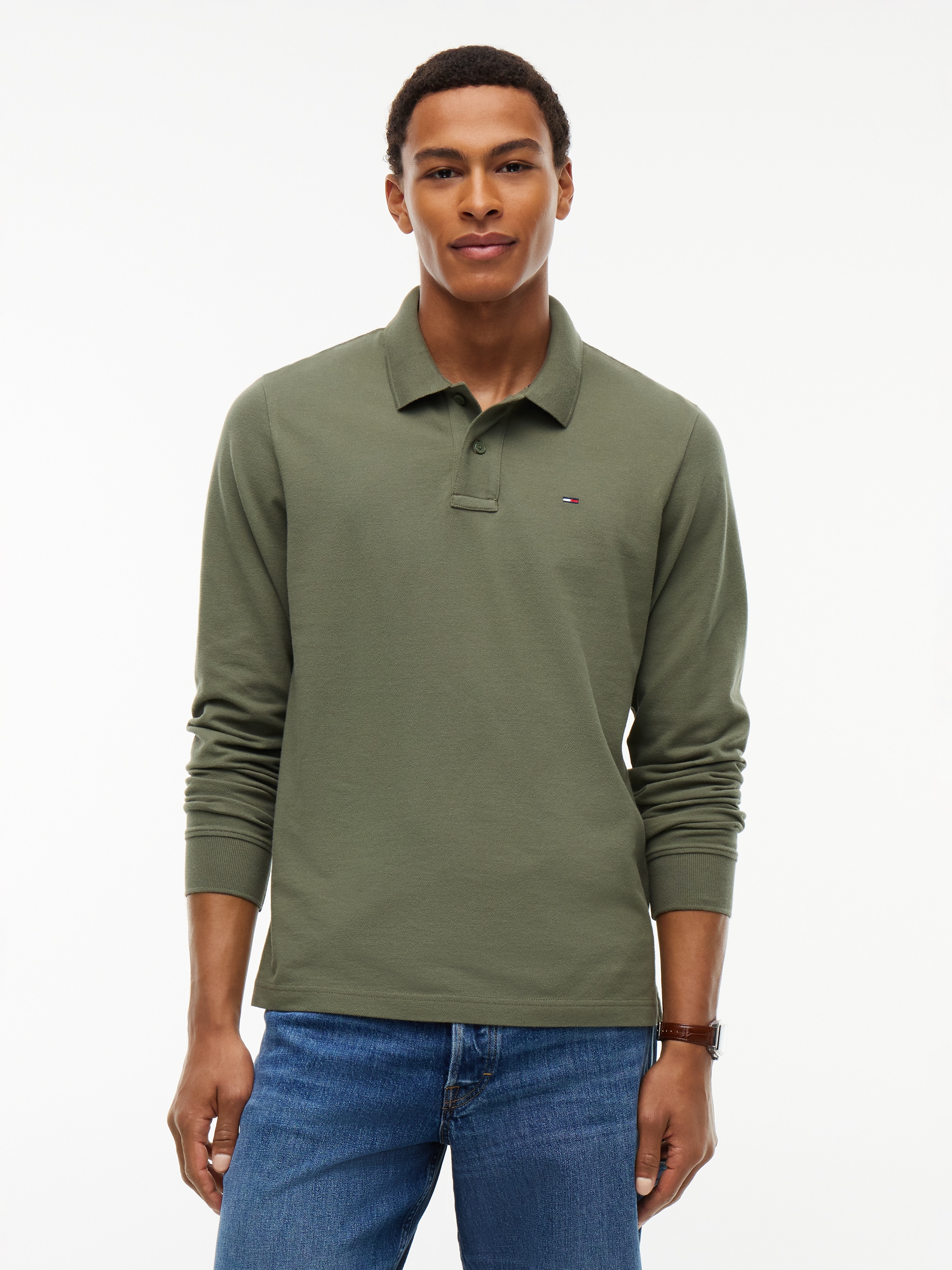 Image of Tommy Jeans Langarm-Poloshirt "REGULAR POLO" Regular fit mit Polokragen