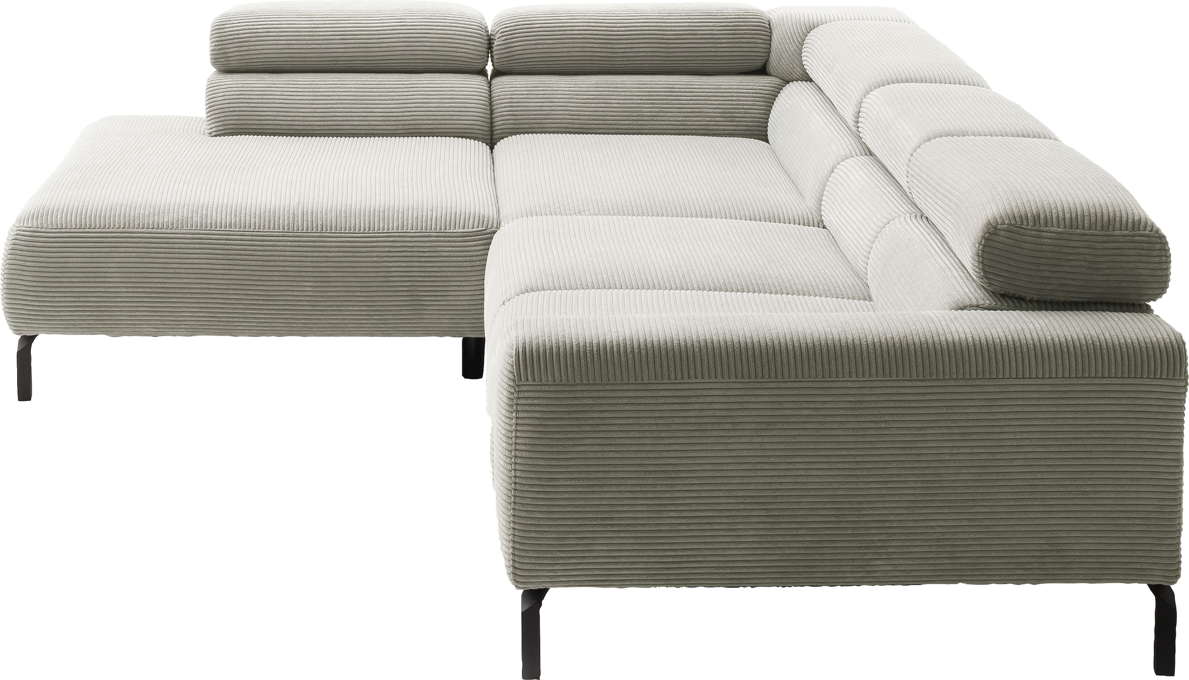 Home affaire Ecksofa »Antonelli, L-Form,  incl. Kopfteilverstellung, Breite 312 cm« ohne Sitztiefenverstellung, in Cord, stone