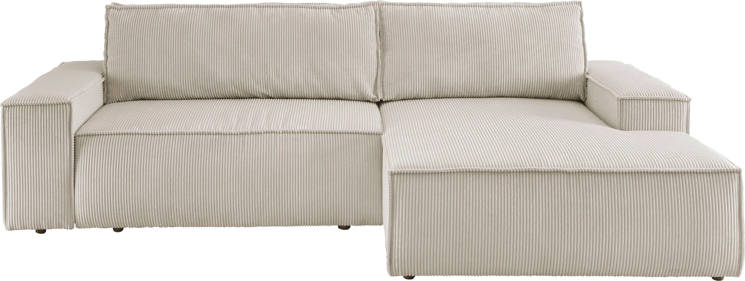 Home affaire Ecksofa SHERWOOD Schlafsofa 267 cm, L-Form, Schlaffunktion mit Bettkasten (210x136 cm), Cord, Vintage, Samtvelours