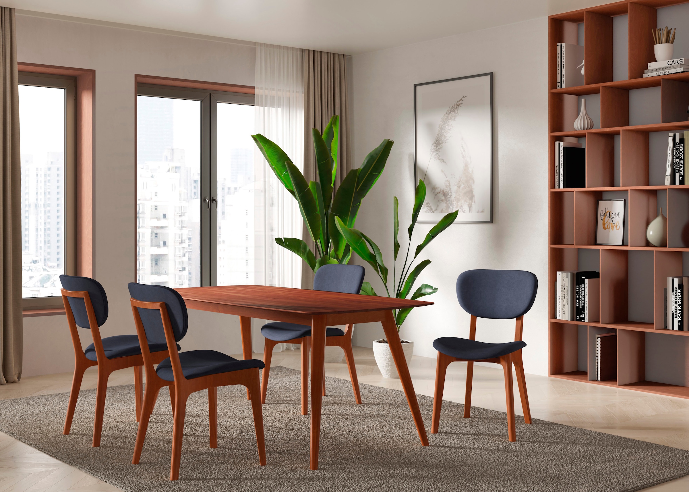 INOSIGN Stuhl »COZY Made in Italy«, (Set), 2 St., Microfaser, Gestell in Buche, Kirsch- oder Nussbaum, Massivholz, Design Stuhl