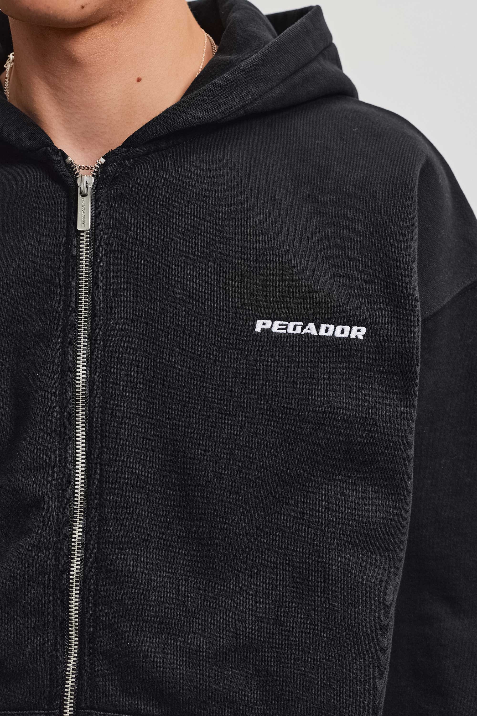 PEGADOR Sweat à capuche »Logo Oversized Sweat Jacket« mélange de coton, oversize