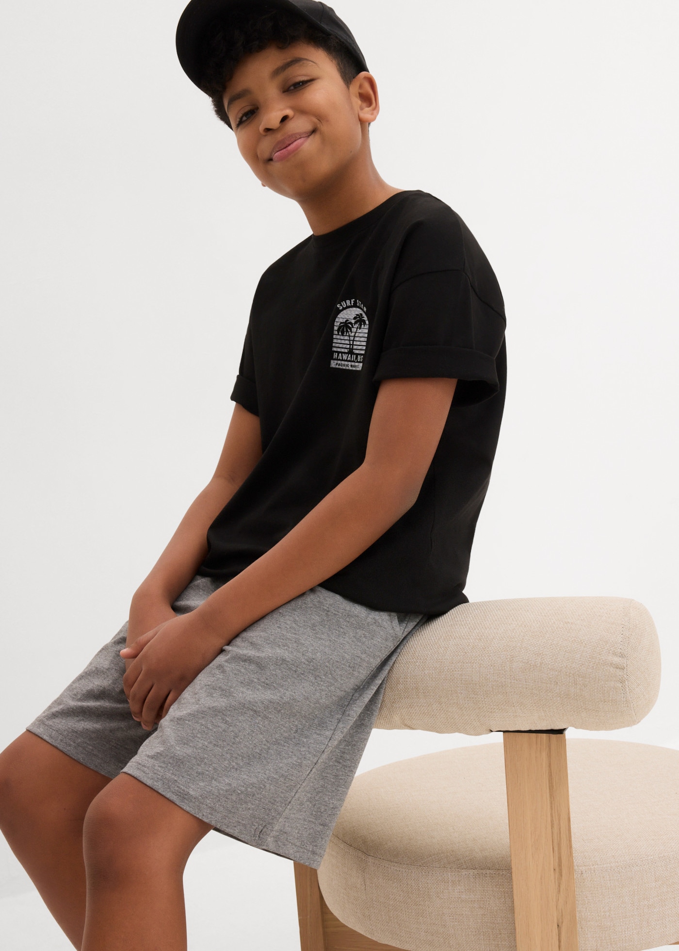 bonprix Short  avec cordon de serrage, jersey facile d'entretien, coupe regular fit, lot de 2