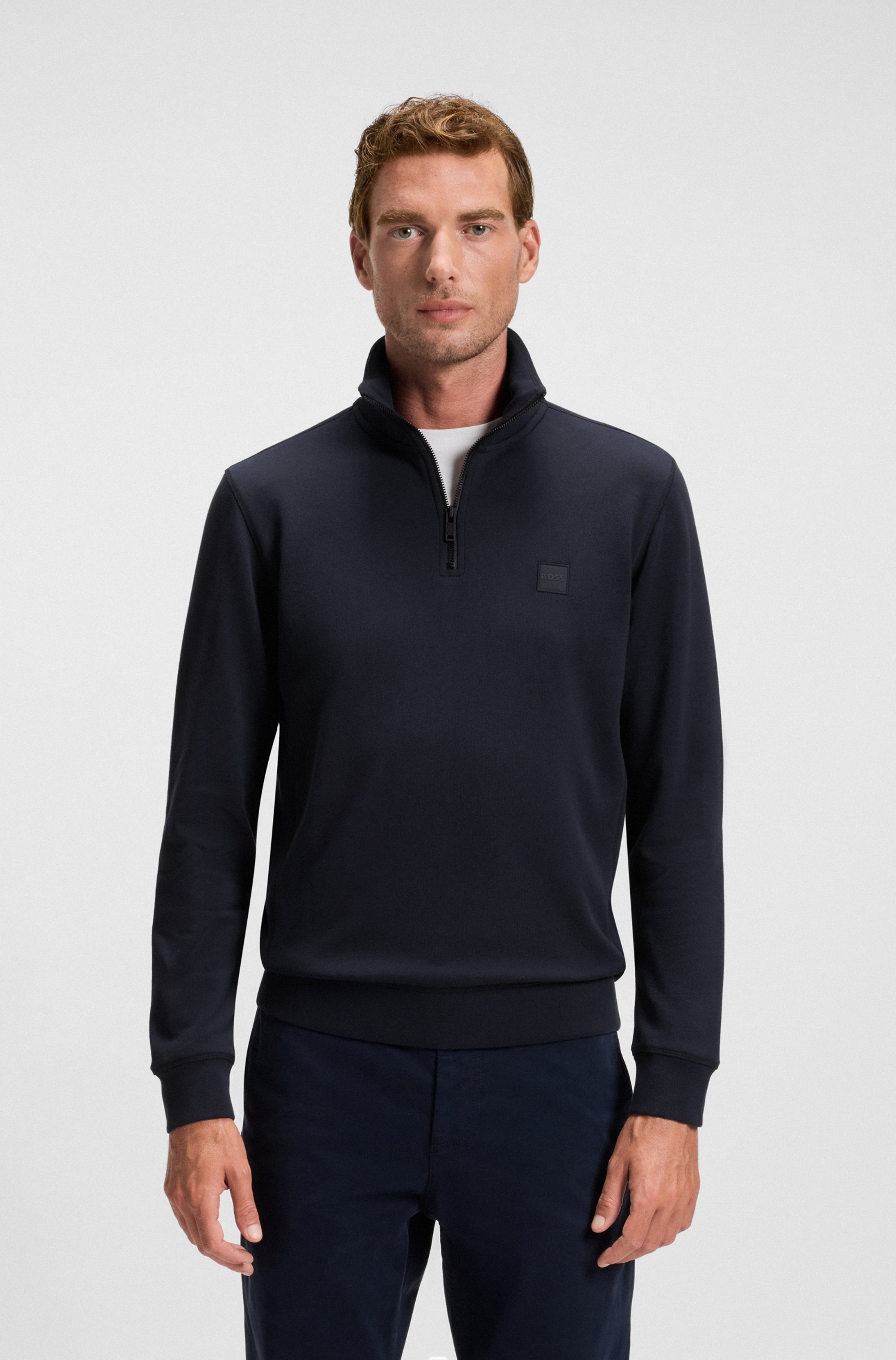 Image of BOSS ORANGE Sweatshirt "Zetrust", 1 Stk. Troyerkragen mit Reissverschluss, Regular Fit, BOSS-Label