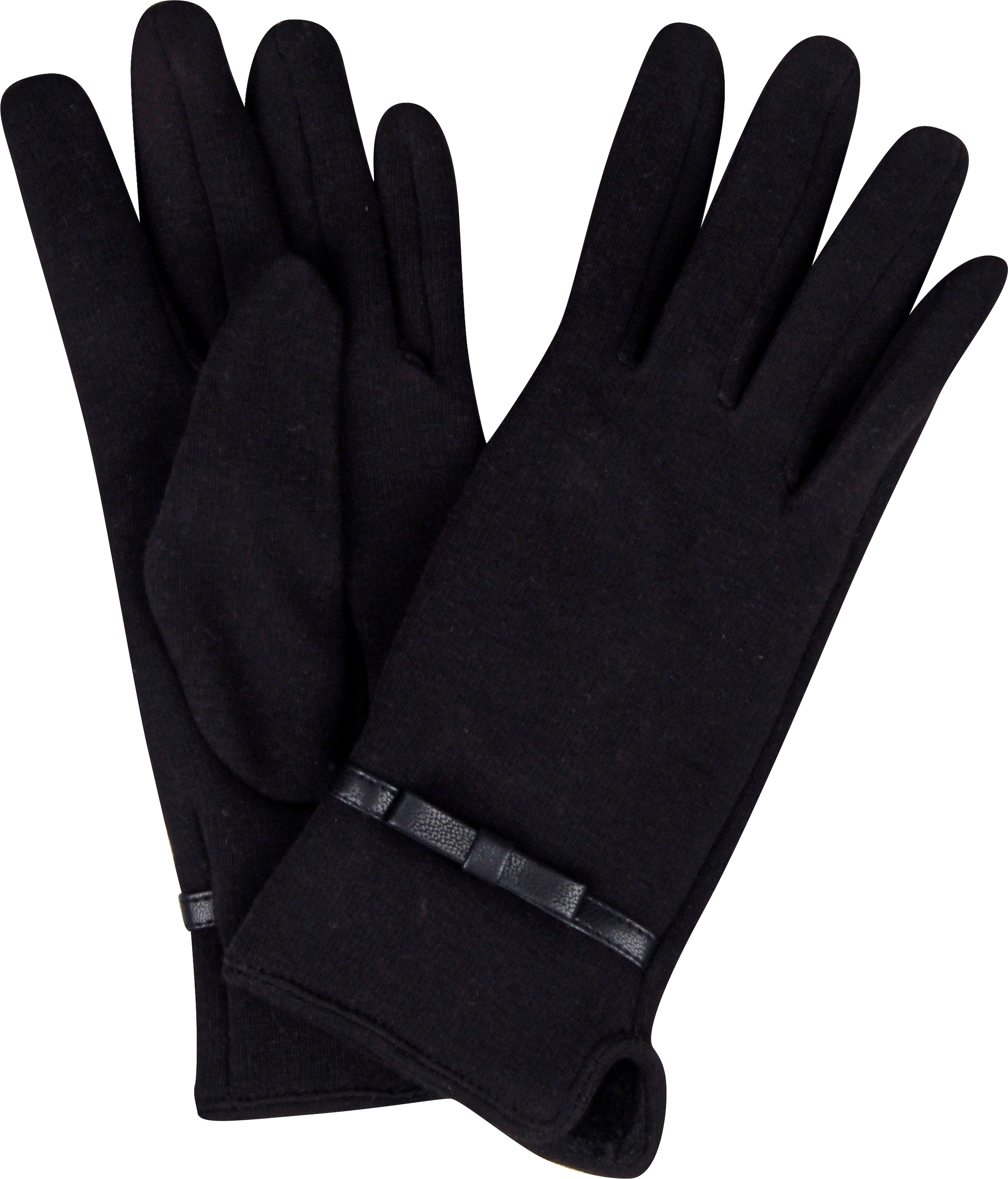 Image of Capelli New York Strickhandschuhe mit Zierschleife, Metall-Logo, Feinstrick