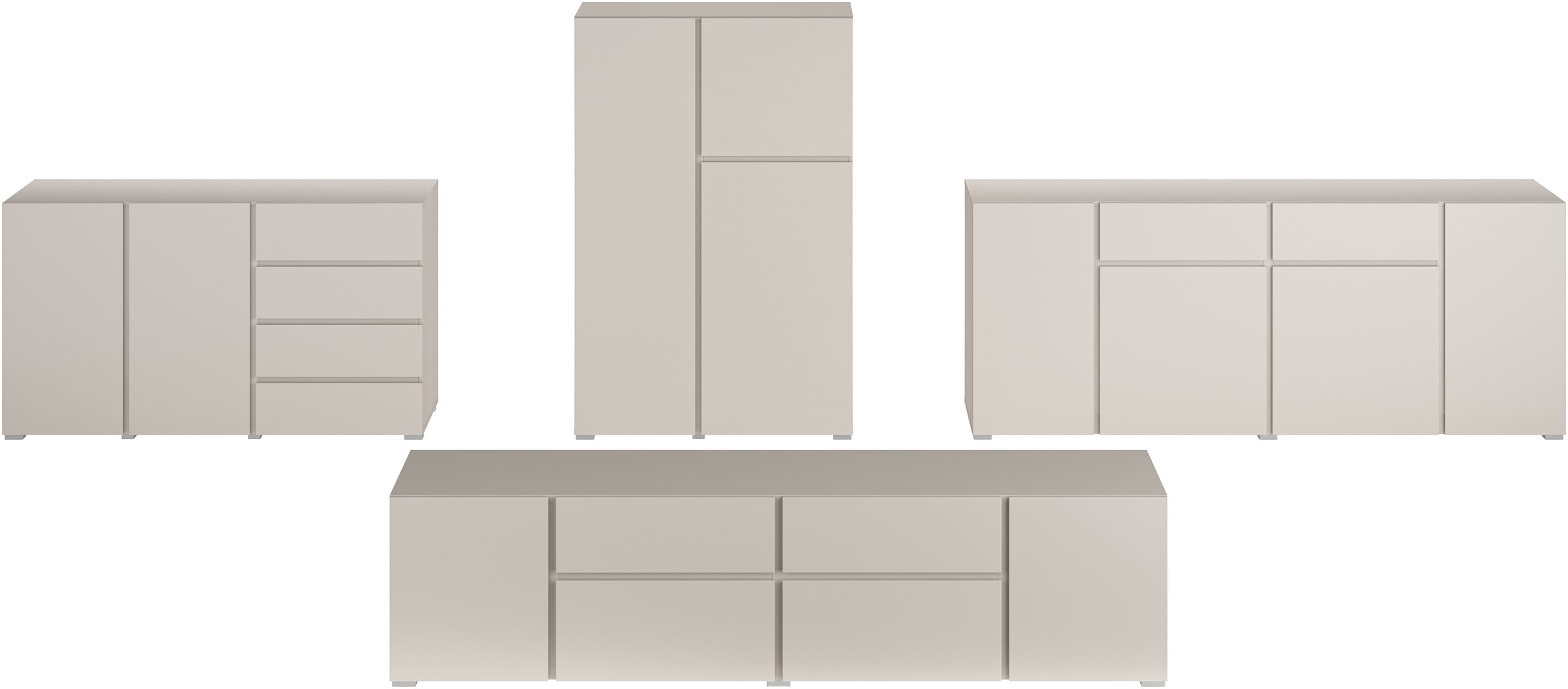 GOODproduct Sideboard »Metric,Breite 195 cm, grifflose Kommode 4 Türen/2 Schubkästen« Schubladenschrank mit viel Stauraum, Einlegeböden verstellbar