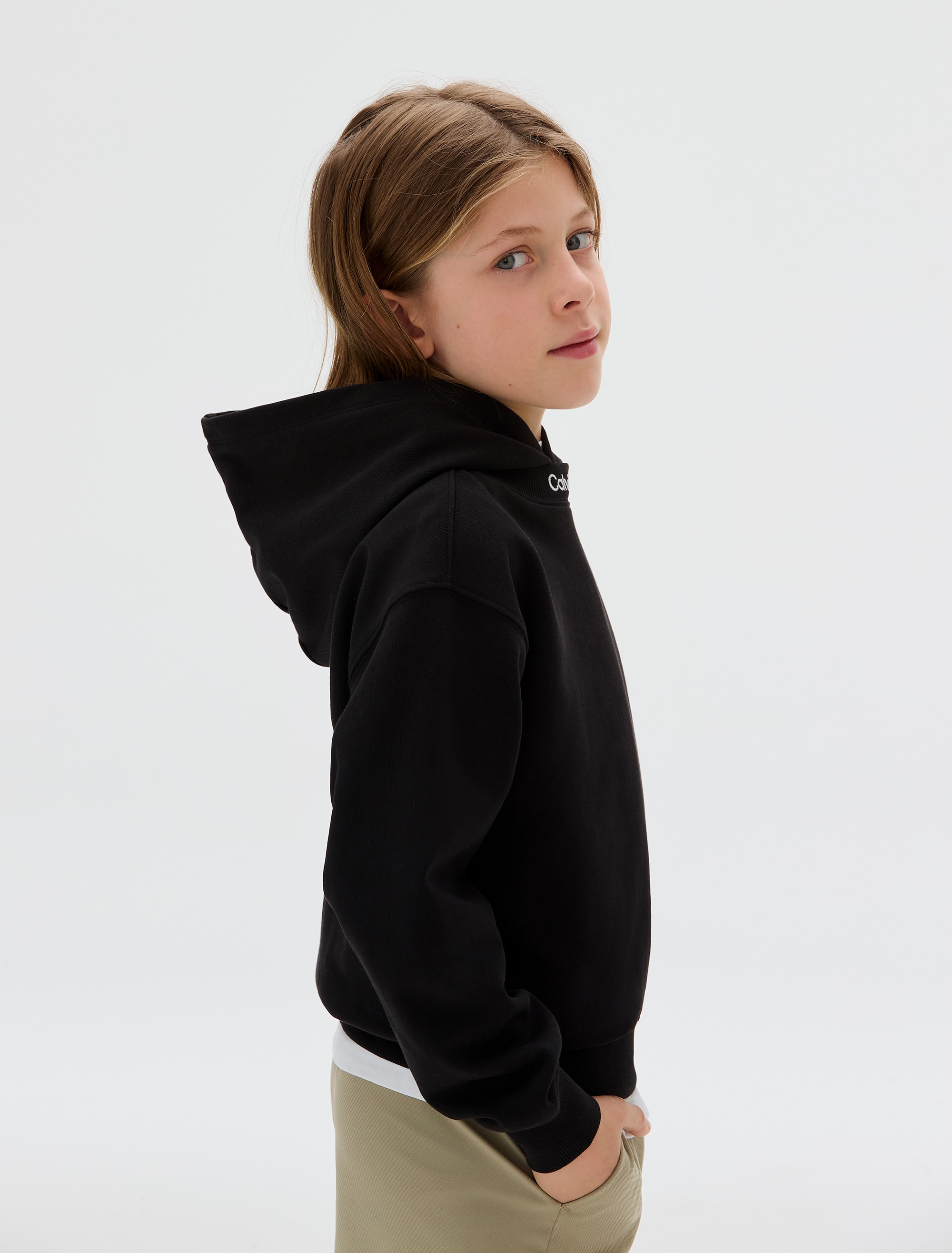 Calvin Klein Jeans Kapuzensweatshirt »NECK EMBRO LOGO TERRY HOODIE«, für Kinder bis 16 Jahre, Logo-schriftzug