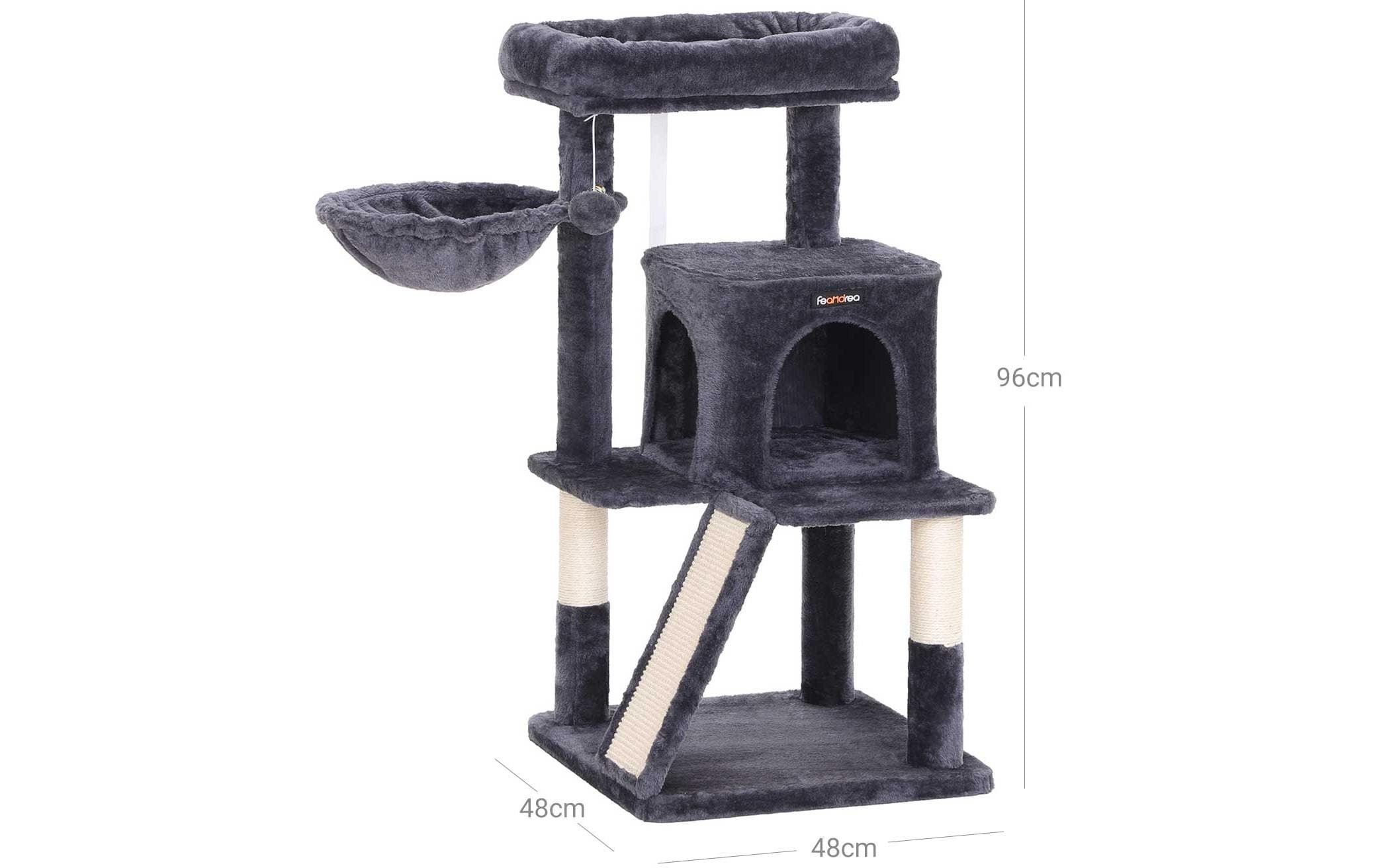 FEANDREA Kratzbaum 96 cm hoch Stabile Kratz- und Klettergelegenheit für Katzen