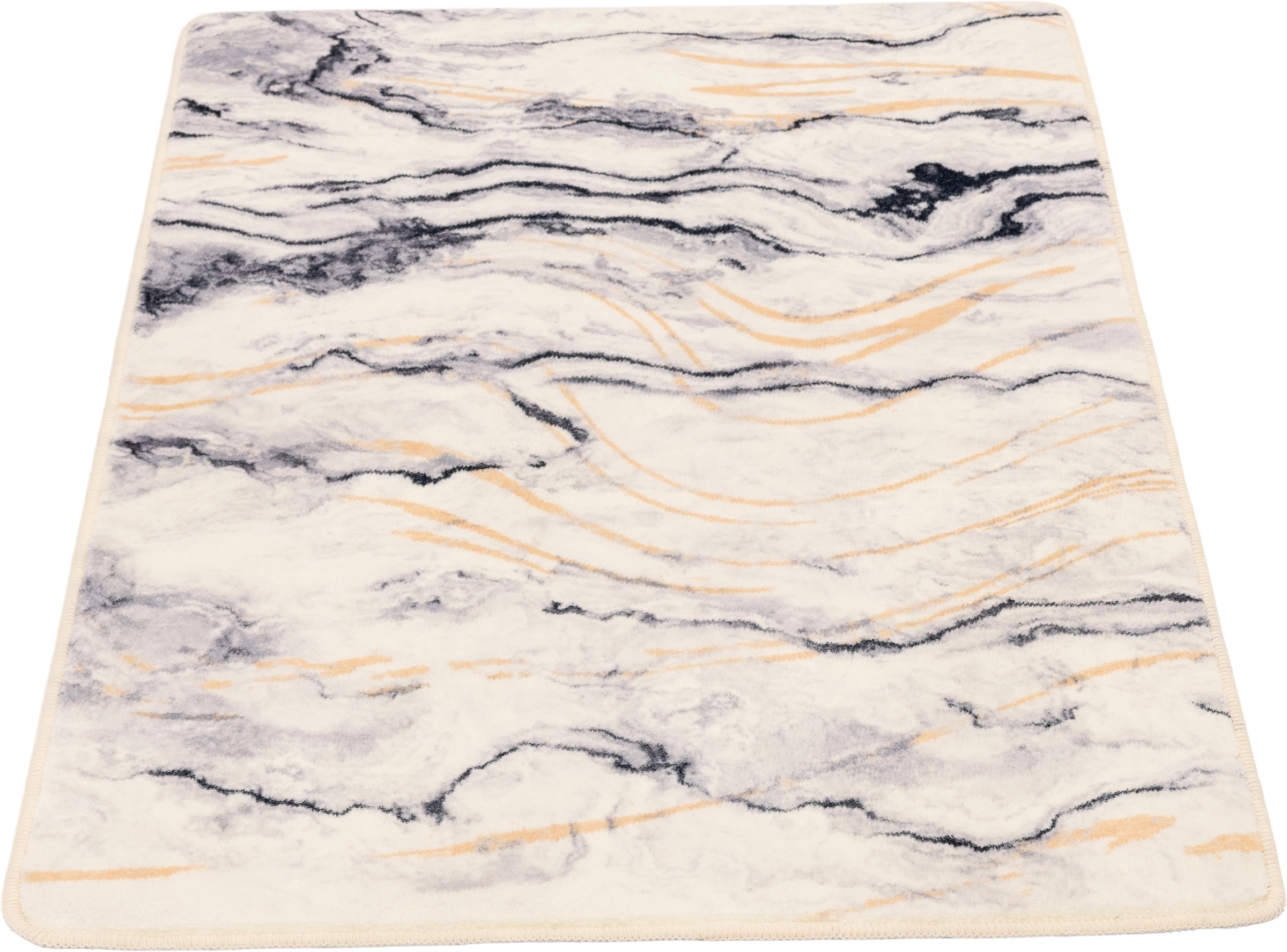 Gino Falcone Tapis de bain »Aquata GF-156, Badvorleger, Badezimmer Teppich« Höhe 7 mm revêtement antidérapant Badteppich, bedruckt, Wellen Design, rechteckig