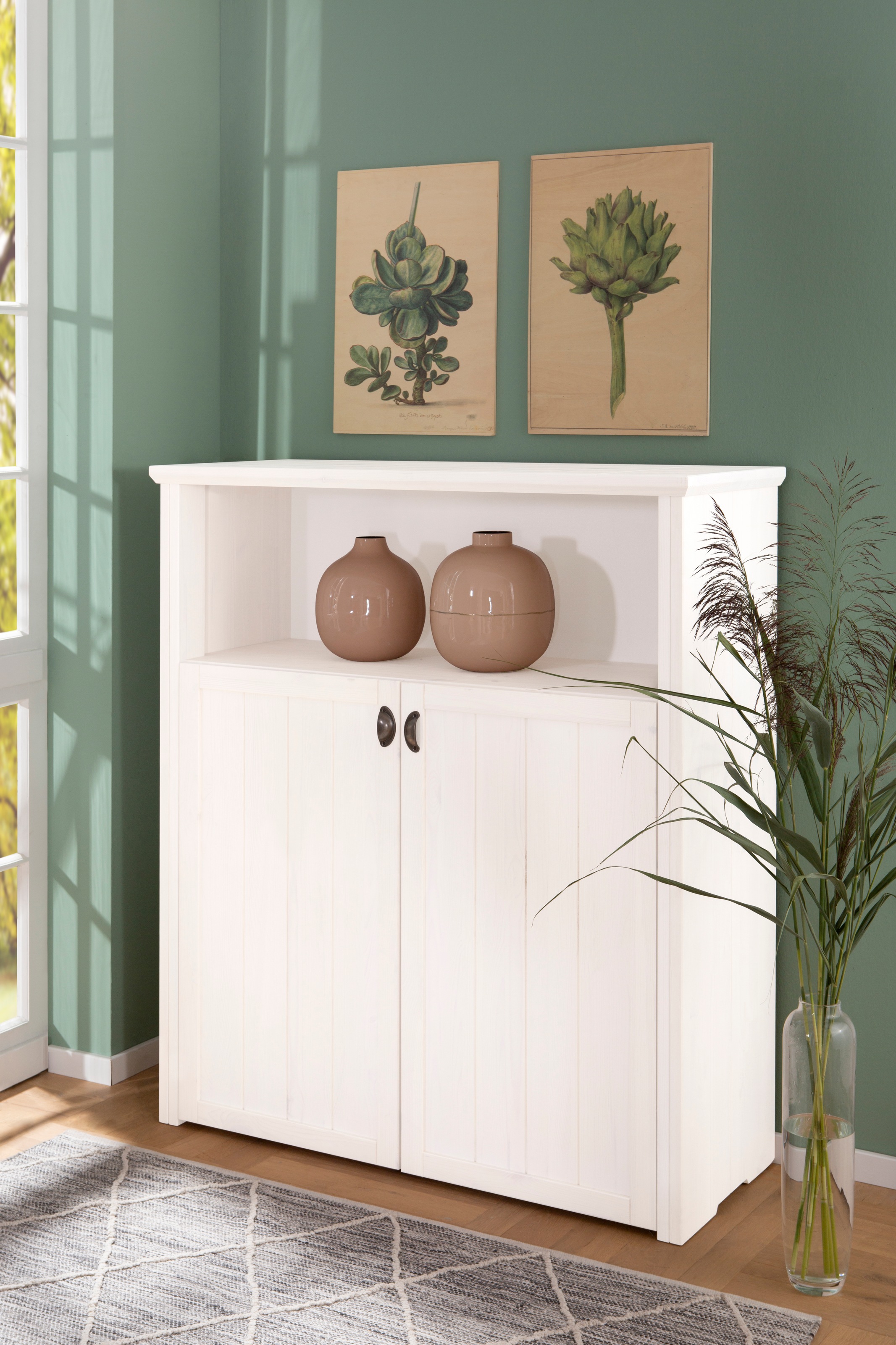 Image of Home affaire Highboard »Hoyer«, aus Kiefer massiv, mit dekorative Frässungen, Breite 118 cm bei Ackermann Versand Schweiz