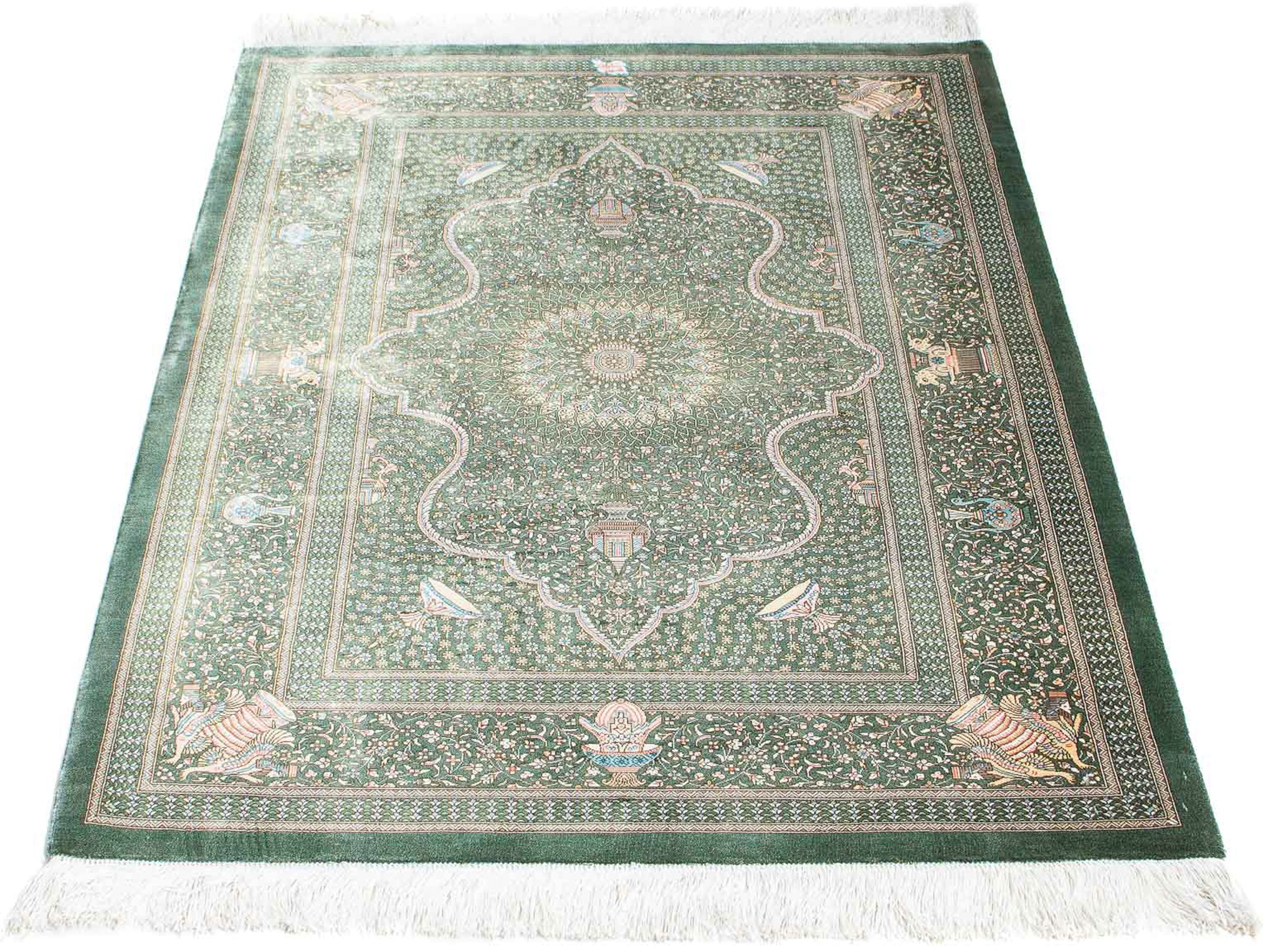 Image of morgenland Orientteppich »Perser - Ghom - 120 x 83 cm - hellgrau«, rechteckig, 10 mm Höhe, Wohnzimmer, Handgeknüpft, Einzelstück mit Zertifikat bei Ackermann Versand Schweiz