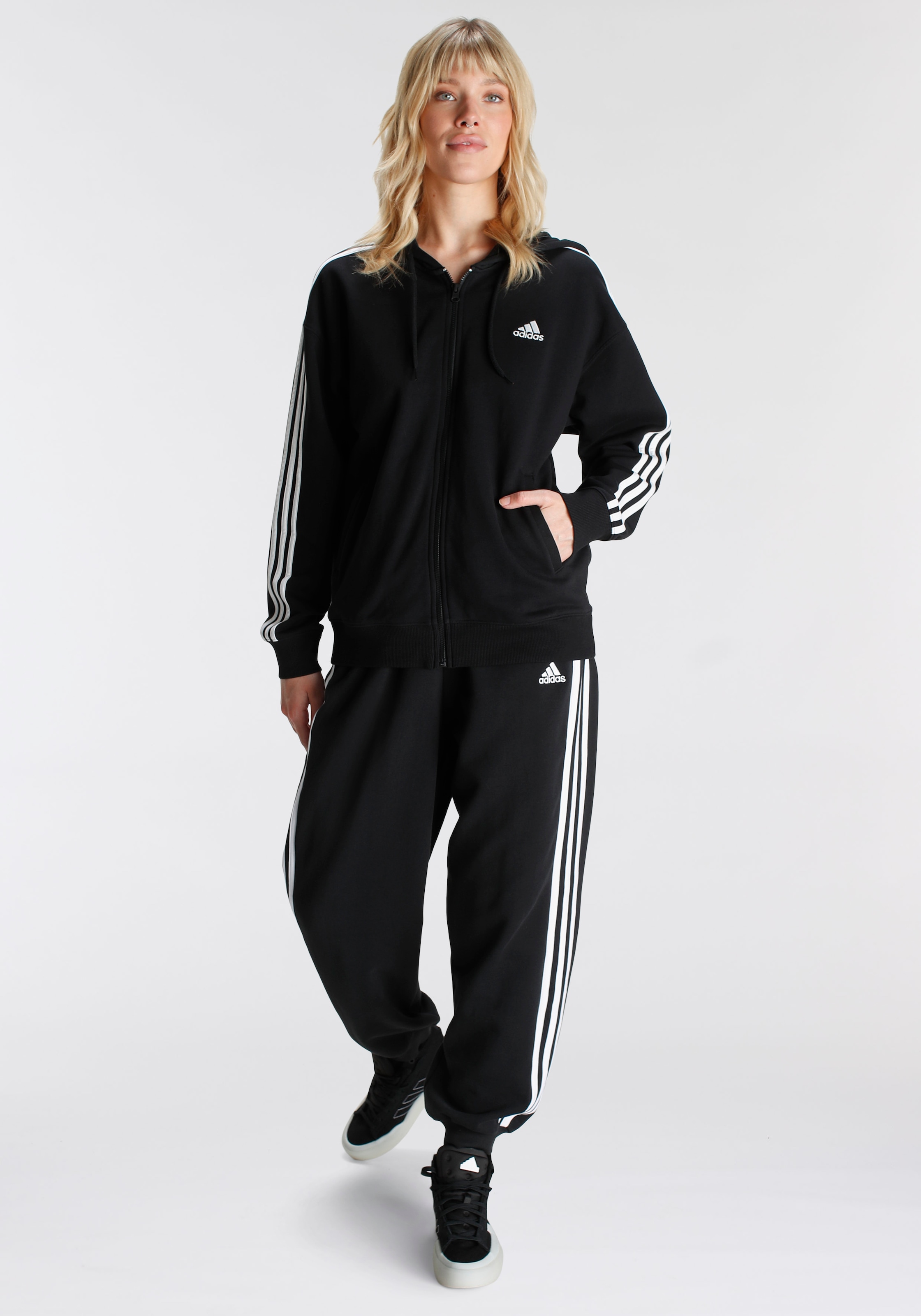 adidas Sportswear Kapuzensweatjacke »ESSENTIALS 3STREIFEN FRENCH TERRY OVERSIZED KAPUZENJACKE«