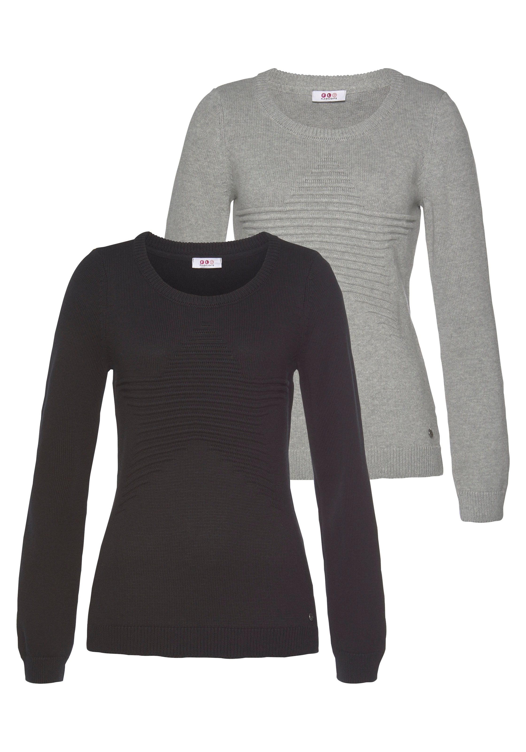 Image of Flashlights Rundhalspullover, (Packung, 2er-Pack), mit Stern in 3D Optik bei Ackermann Versand Schweiz