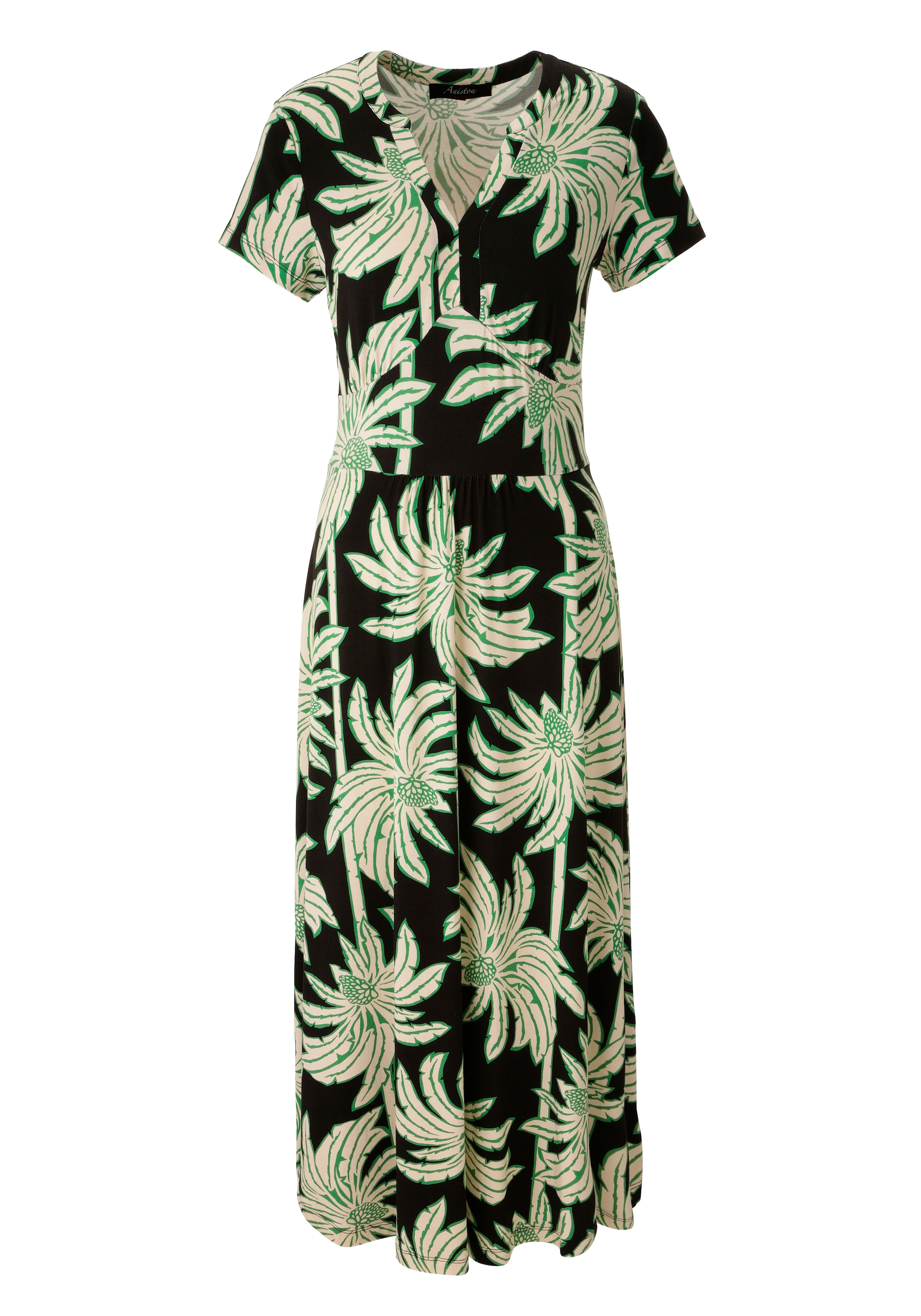 Aniston CASUAL Sommerkleid mit grossflächigen, grafischen Palmen bedruckt - NEUE KOLLEKTION
