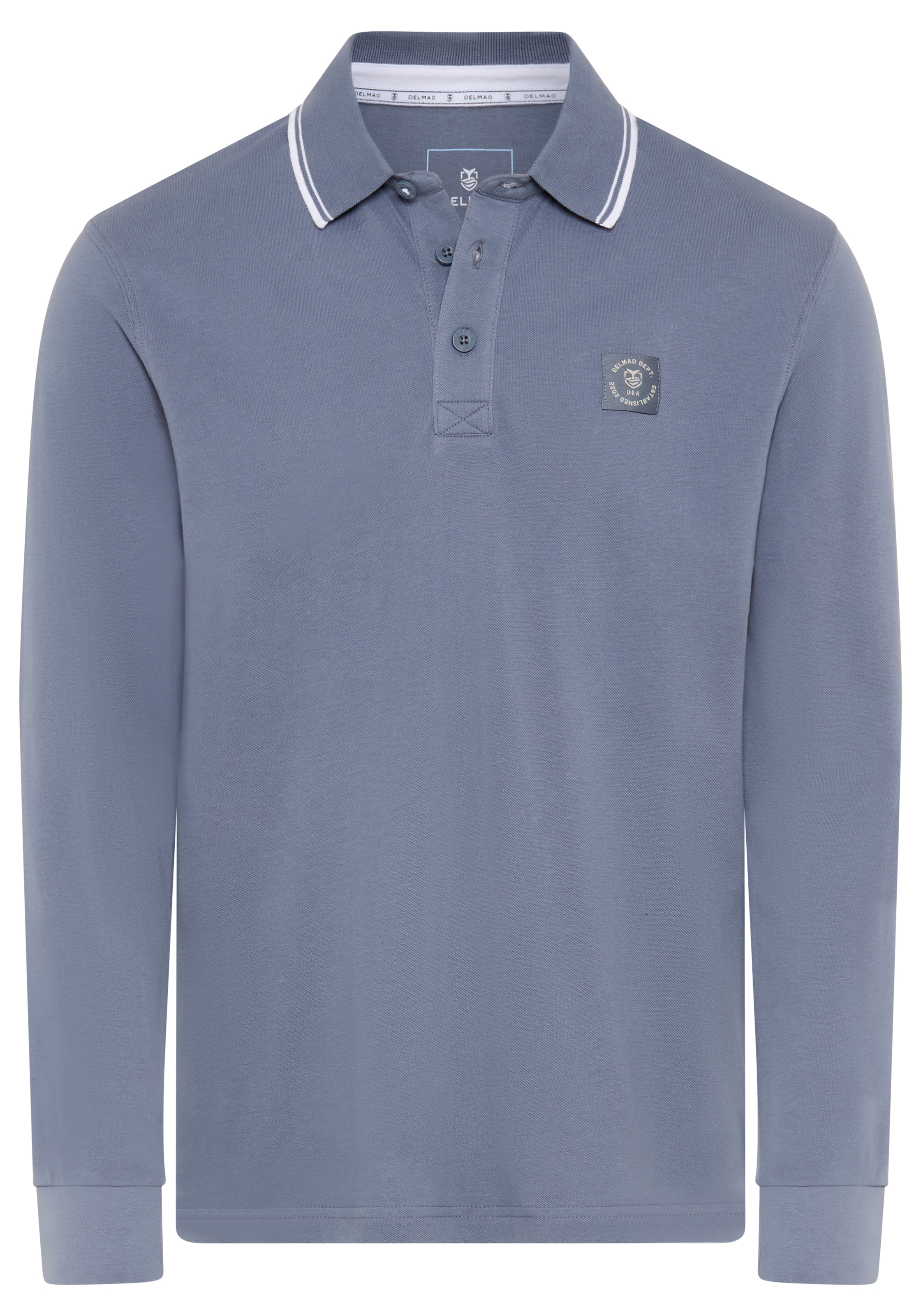 DELMAO Polo à manches longues »Neue Kollektion!« schmale Passform, Langarm, unifarben, aus Piqué-Material