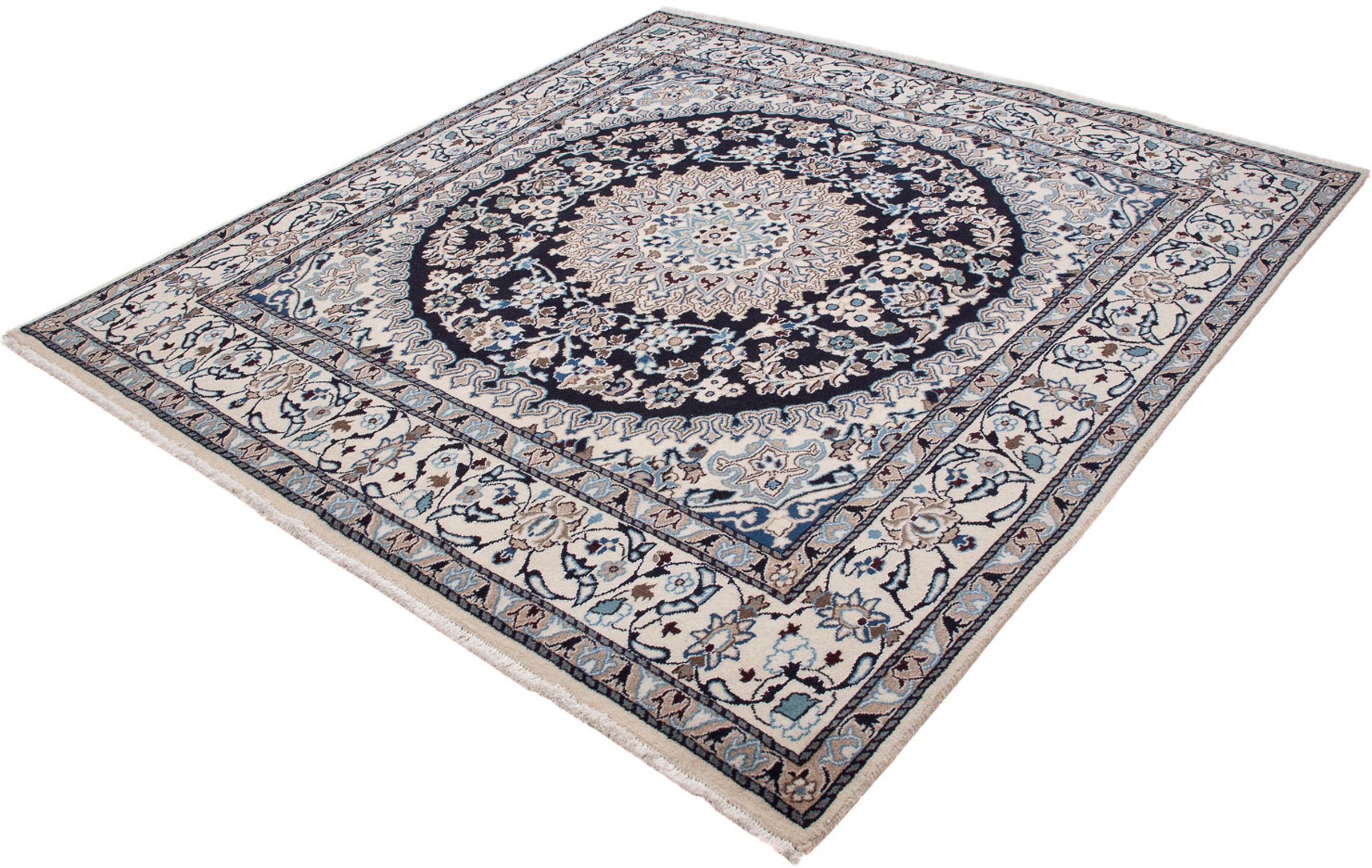 Image of morgenland Orientteppich »Perser - Nain quadratisch - 202 x 194 cm - dunkelblau«, quadratisch, 10 mm Höhe, Wohnzimmer, Handgeknüpft, Einzelstück mit Zertifikat bei Ackermann Versand Schweiz