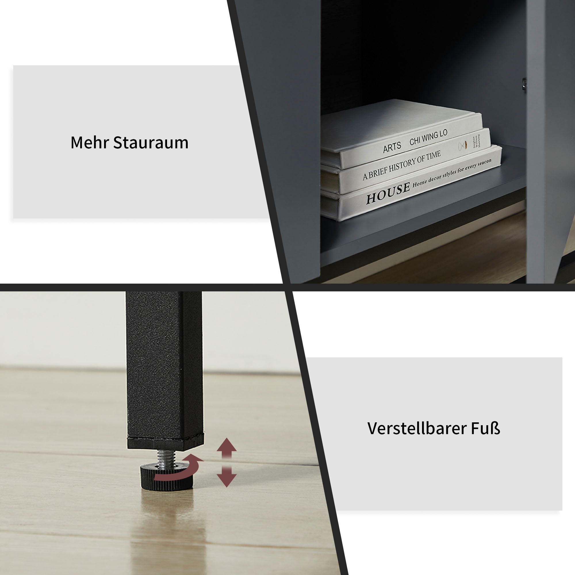 GOODproduct Sideboard »Azly« pflegeleichte Melaminoberfläche, Metallgestell, ABS-Kanten