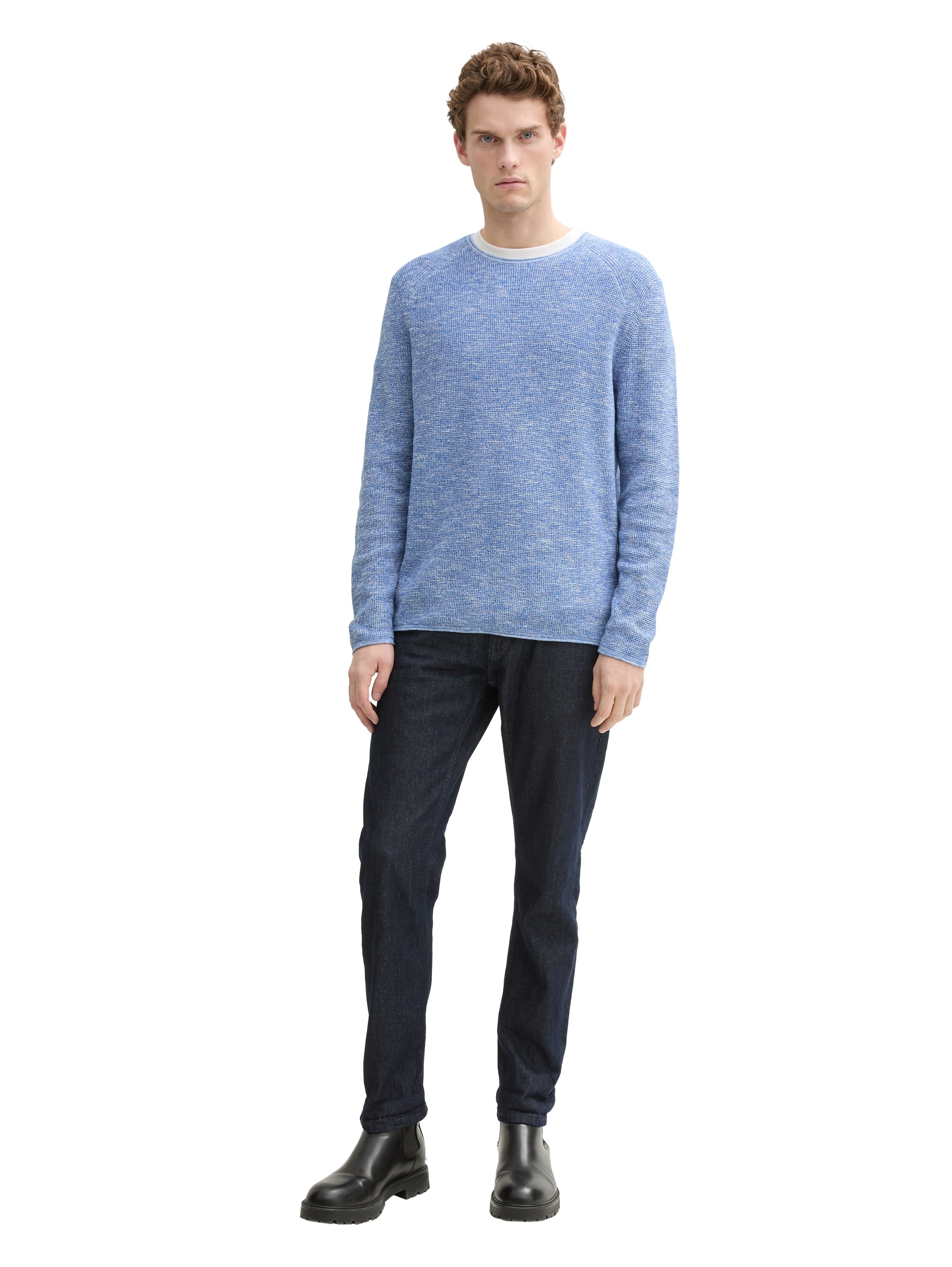 TOM TAILOR Rundhalspullover, in Melange Optik
