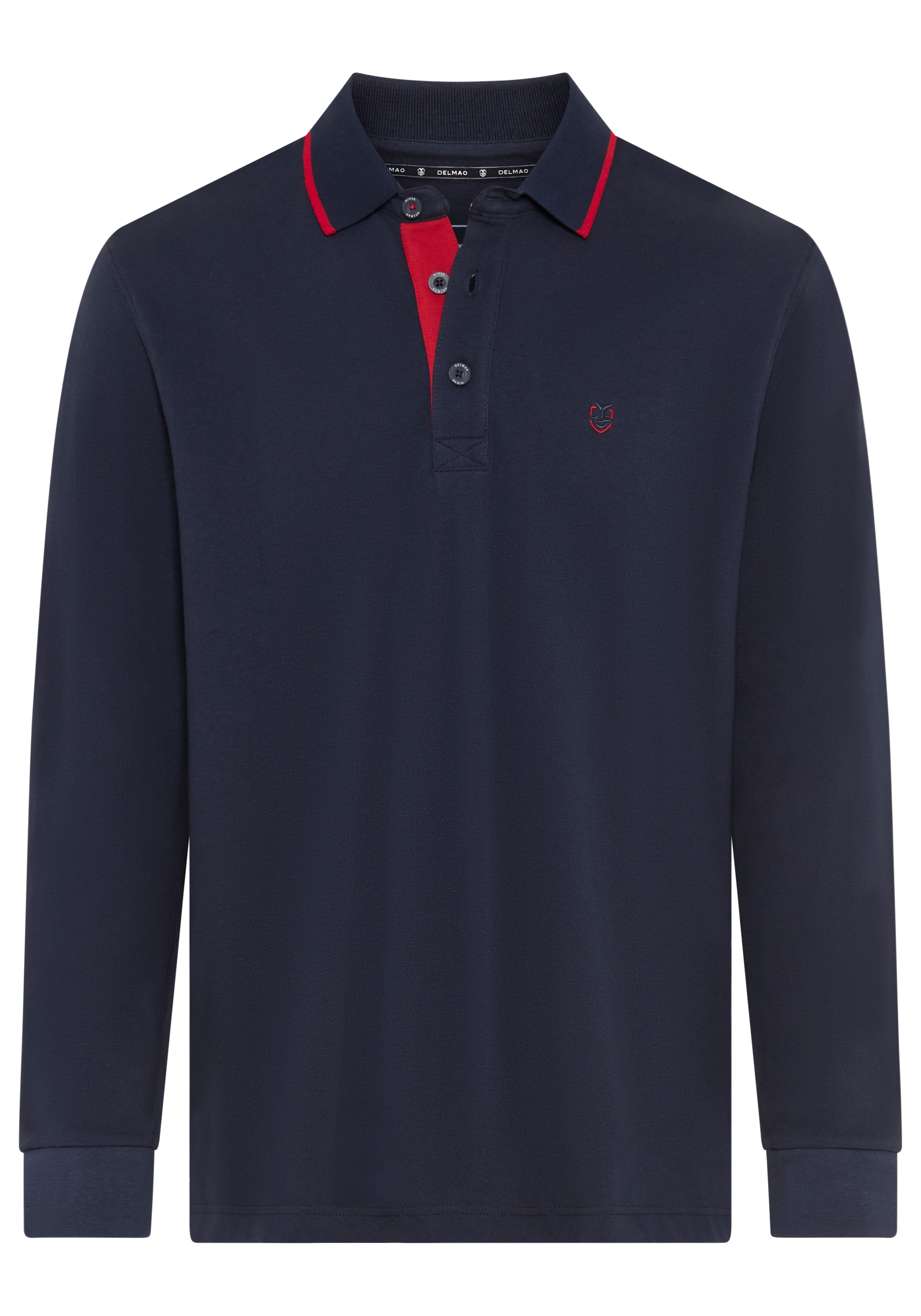 DELMAO Polo à manches longues »Neue Kollektion!« schmale Passform, Langarm, unifarben, mit Polokragen