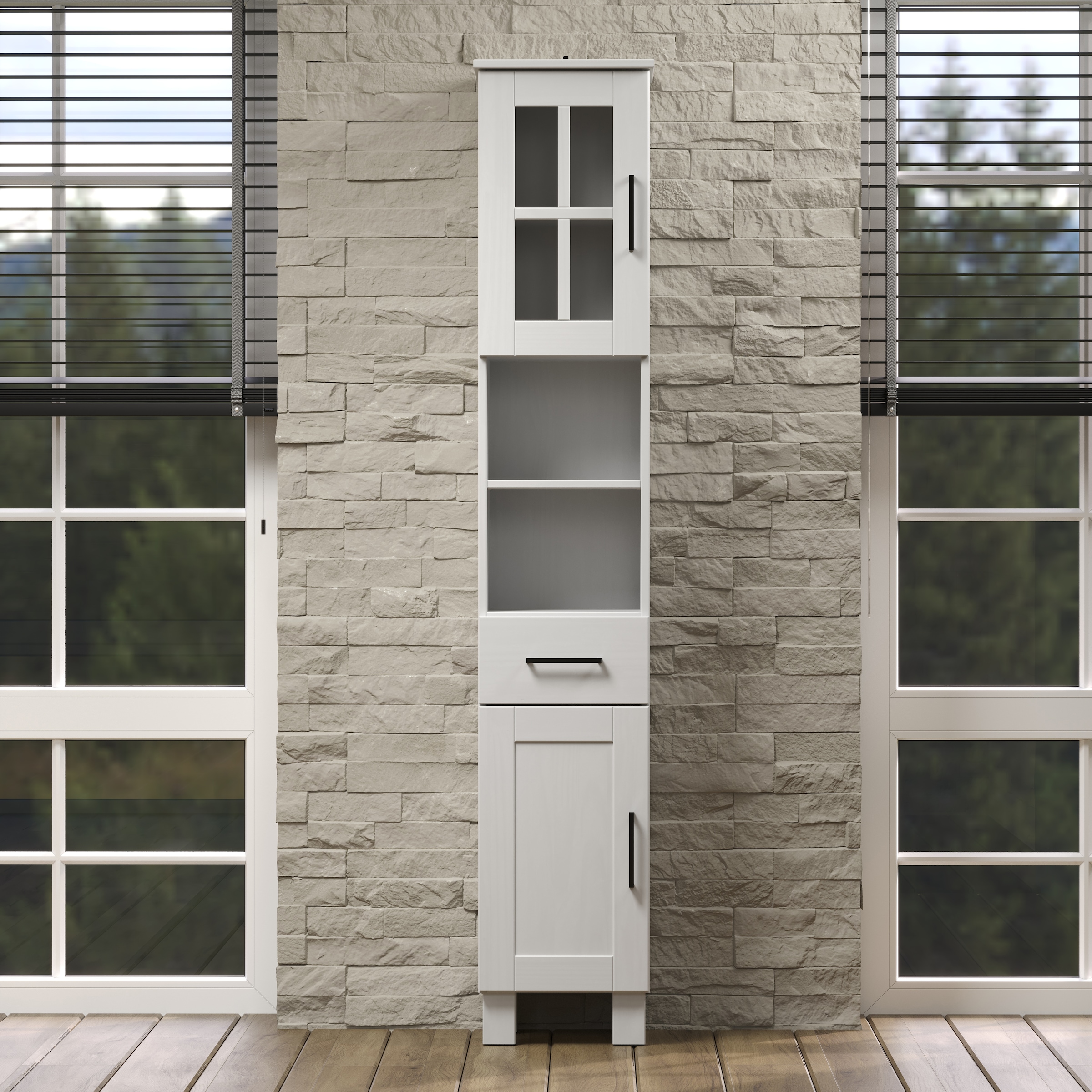 welltime Hochschrank »Ulea«, (1 St.), Badschrank aus Massivholz mit Schubkasten - Masse (B/T/H) 33/30/180 cm