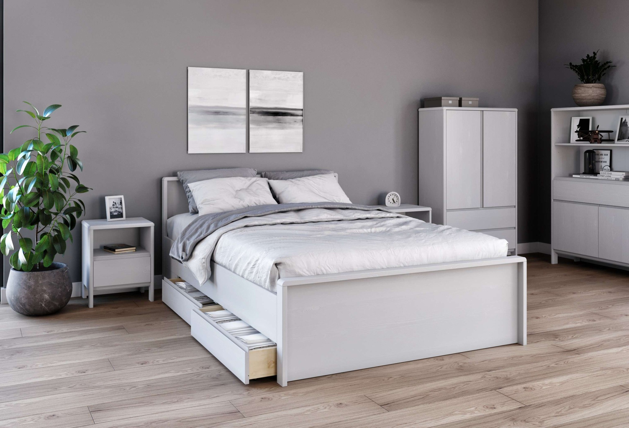 Home affaire Massivholzbett »Luven, hohe Belastbarkeit! FSC® zertifiziertes Massivholz«, (Breite/Belastbarkeit 180cm/220 KG, 140cm/180 KG), aus massiver Kiefer im schlichten Design