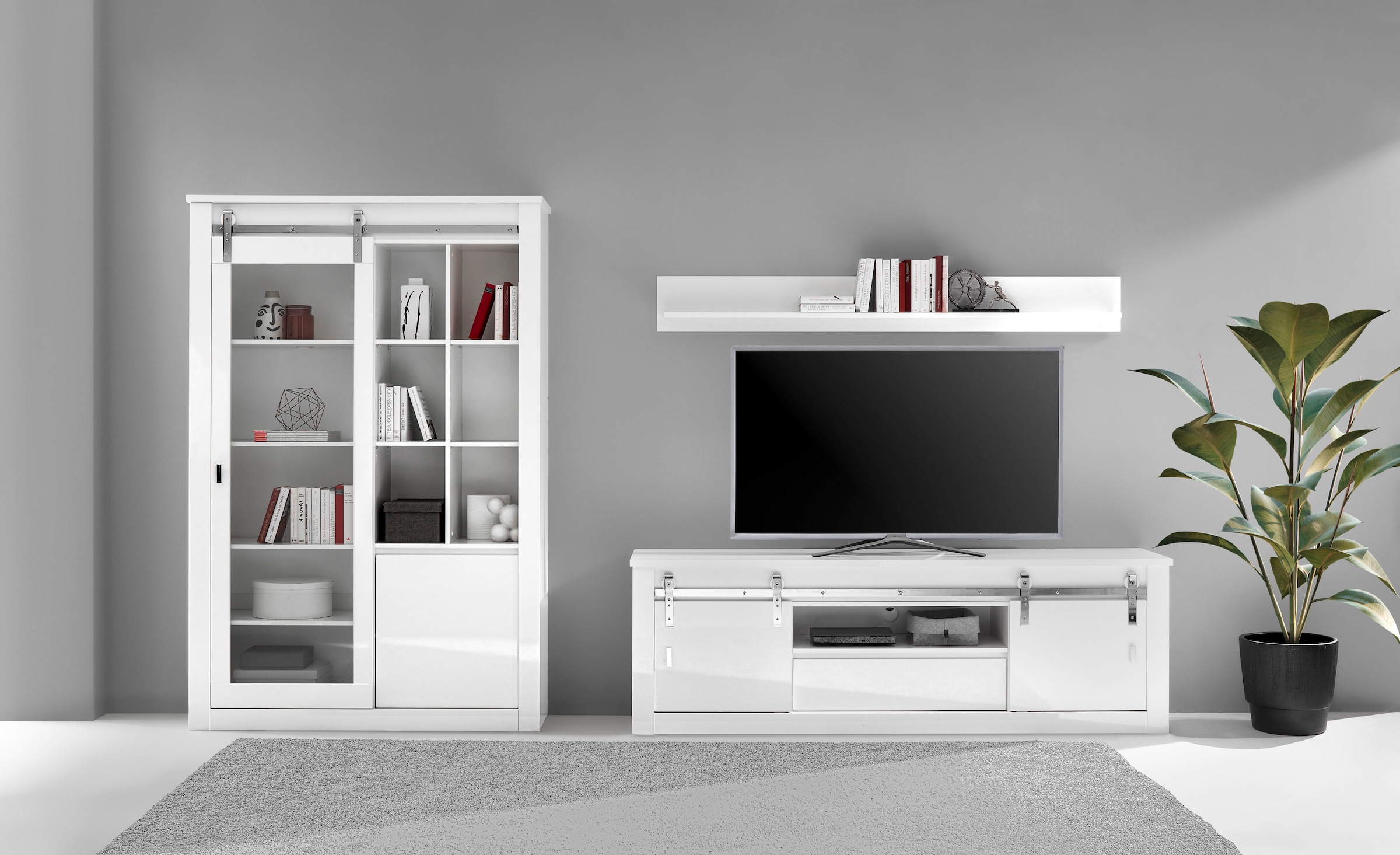 Image of Home affaire Wohnwand "Daytona, moderne Anbauwand, Wohnzimmer-Set in Weiss Hochglanz" Set, 3 Stk. tlg.