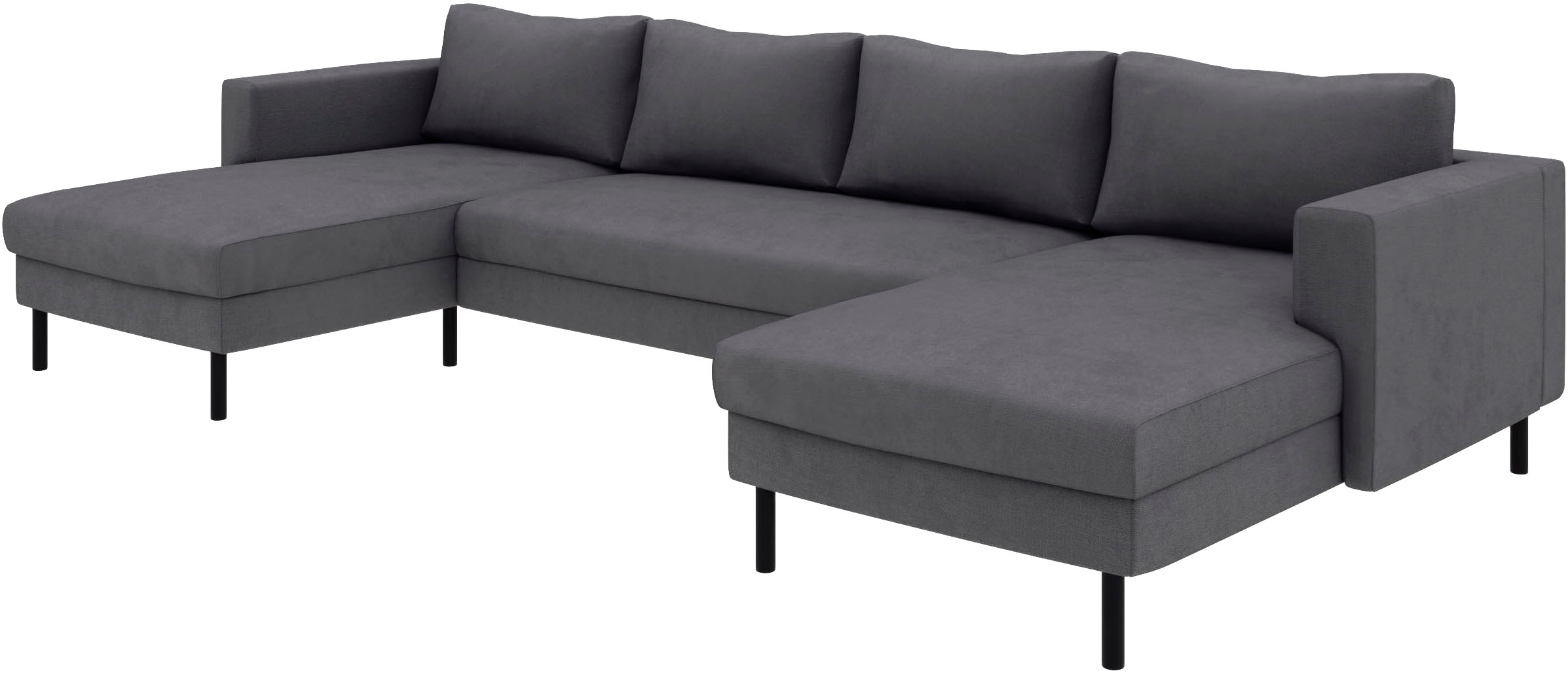 TRENDMANUFAKTUR Paysage de salon »Amazing II, wahlw. mit Schlaffunktion & Bettkasten, Fuss schwarz« Sofa in U-Form, in Cord, Struktur LEO o. Struktur LINO, Breite 305 cm