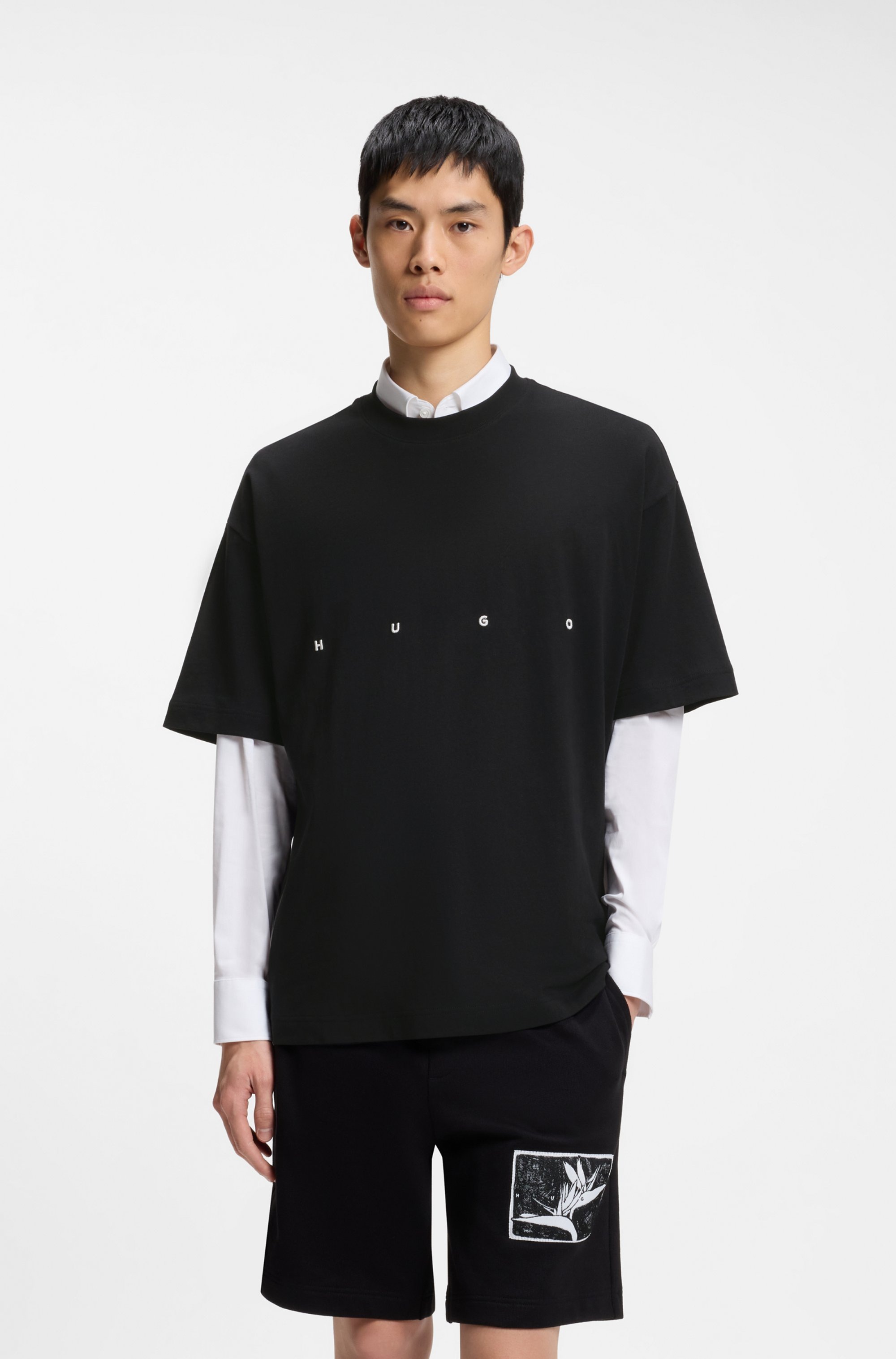 Image of HUGO T-Shirt "Dariso" Basic, Oversize Fit, reine Baumwolle
