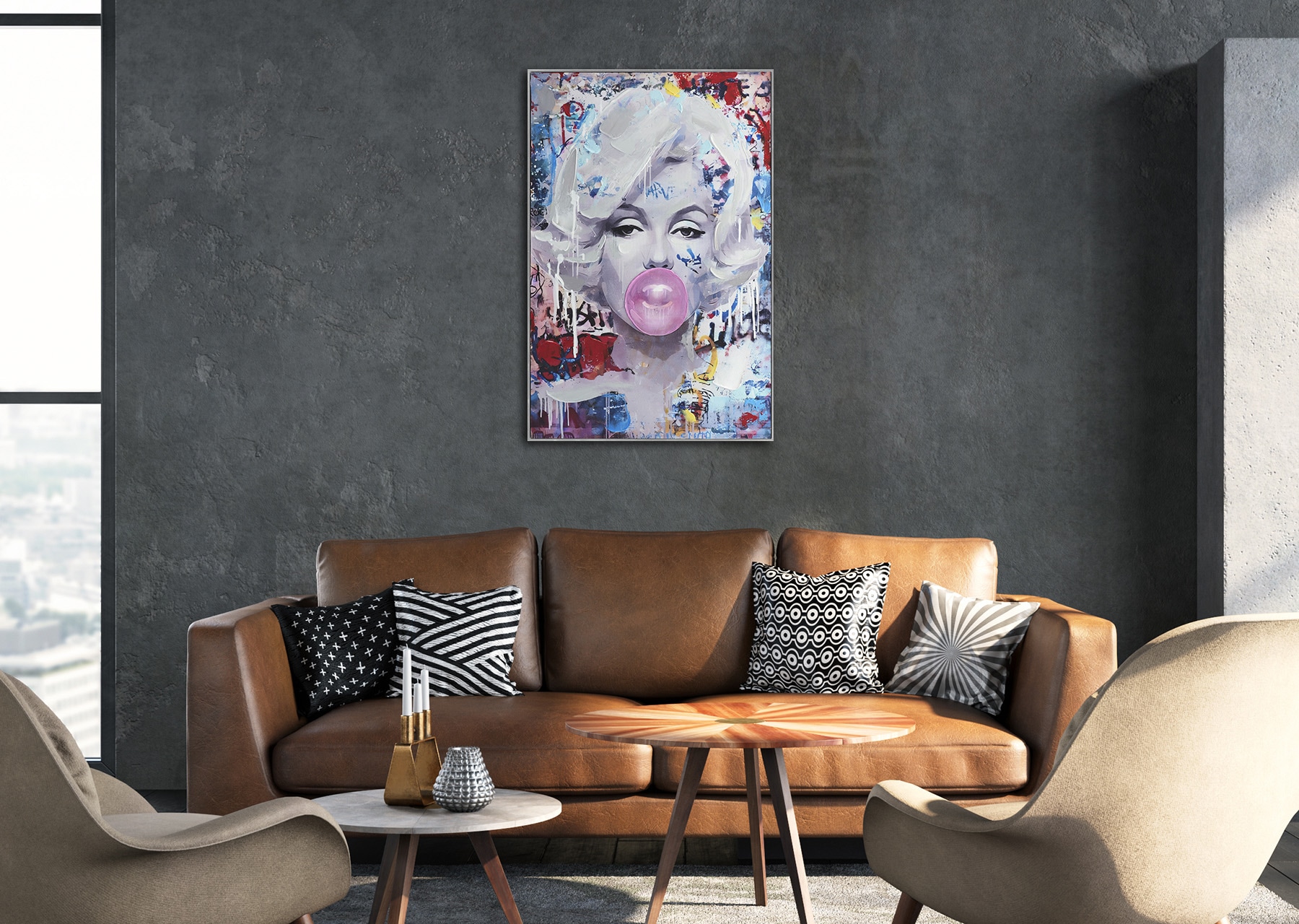 Bönninghoff »handarbeit gerahmt POP ART PORTRAIT 60x90 cm – Wandbild« Frau | Pop Art | Portrait 1 Stk. tlg. handgefertigt, jedes Bild ein Unikat, Schattenfugenrahmen