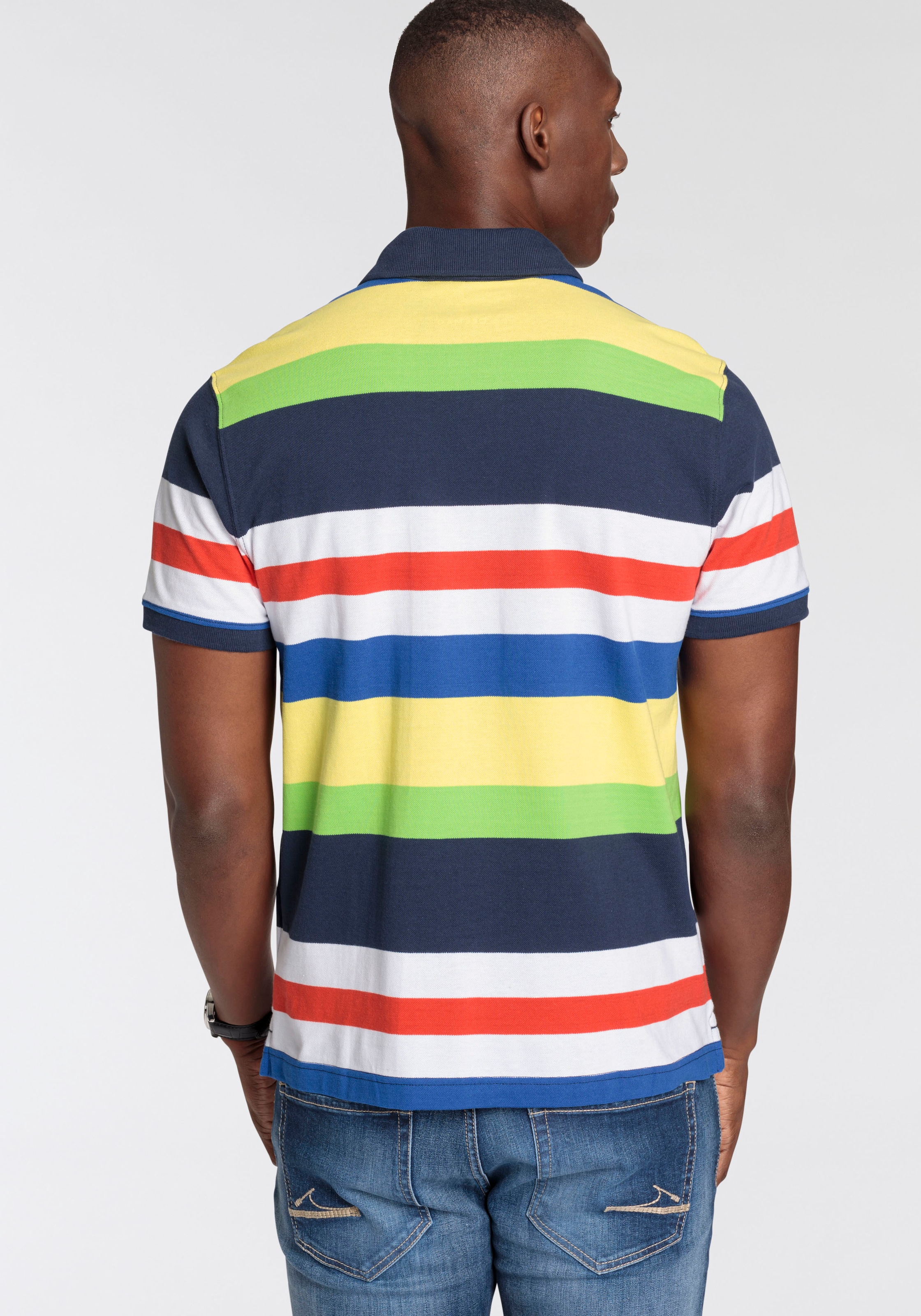 DELMAO Poloshirt, mit Stickerei und Multicolour Streifen