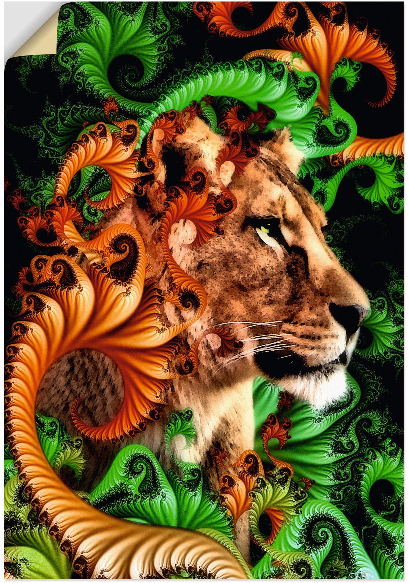 Image of Artland Wandbild »Im Jungle«, Löwen, (1 St.), in vielen Grössen & Produktarten - Alubild / Outdoorbild für den Aussenbereich, Leinwandbild, Poster, Wandaufkleber / Wandtattoo auch für Badezimmer geeignet bei Ackermann Versand Schweiz