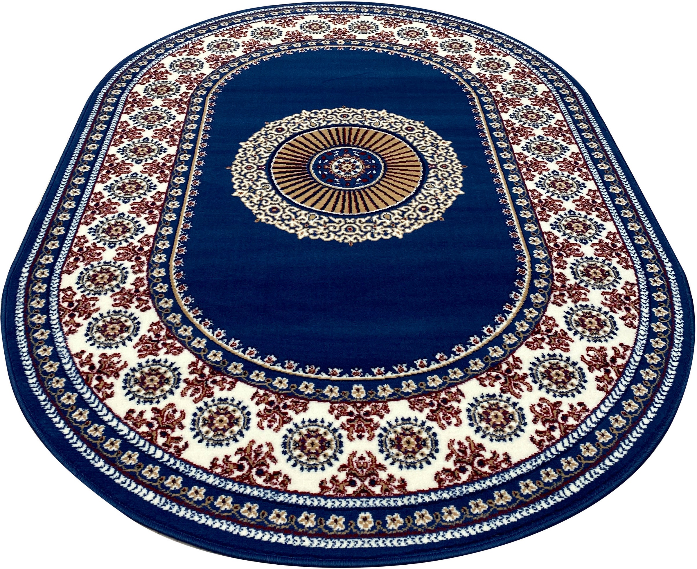 Image of DELAVITA Teppich »Shari«, oval, 7 mm Höhe, Orient-Optik, mit Bordüre, Teppich, Kurzflor, Weich, Pflegeleicht, Elegant, Wohnzimmer, Schlafzimmer, Esszimmer bei Ackermann Versand Schweiz