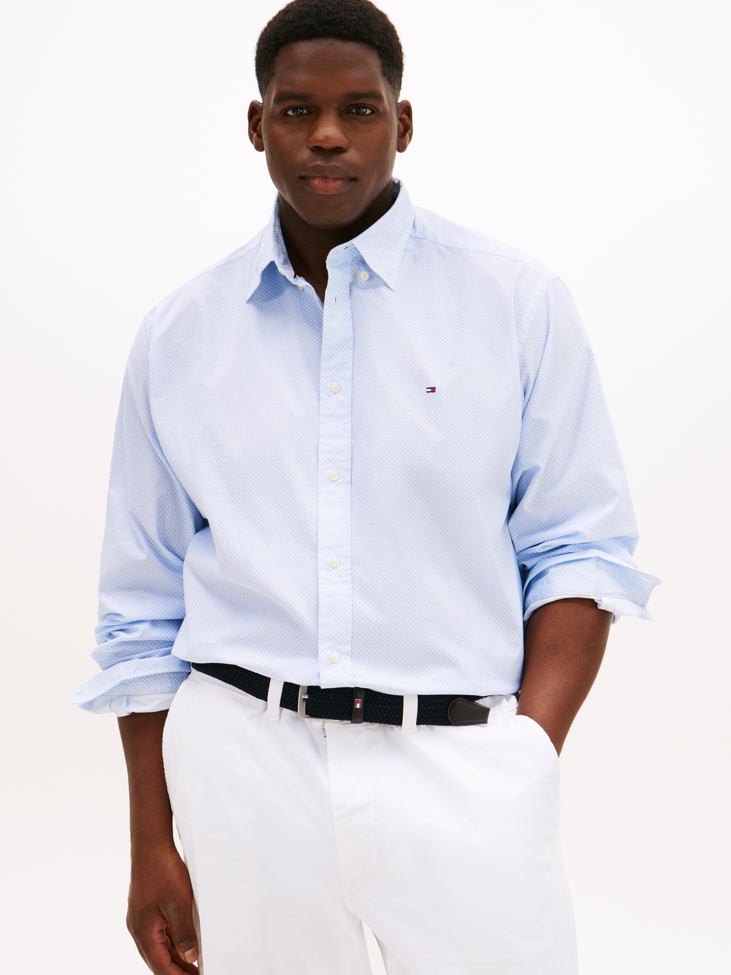 Image of Tommy Hilfiger Big & Tall Langarmhemd "BT-FLEX POPLIN MICRO" Grosse Grössen, Button-down-Kragen, Businesshemd, Regular Fit