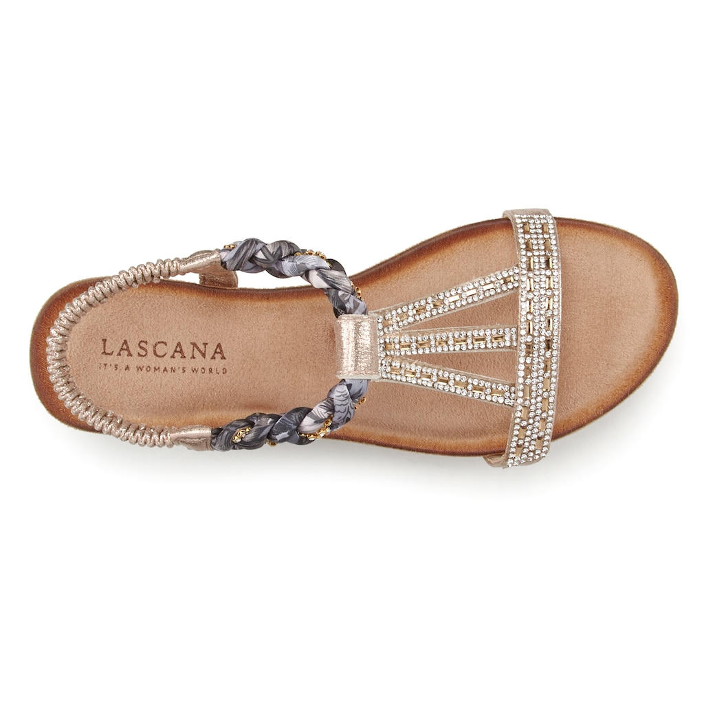 LASCANA Sandalette, mit Schmucksteinen und elastischen Riemen