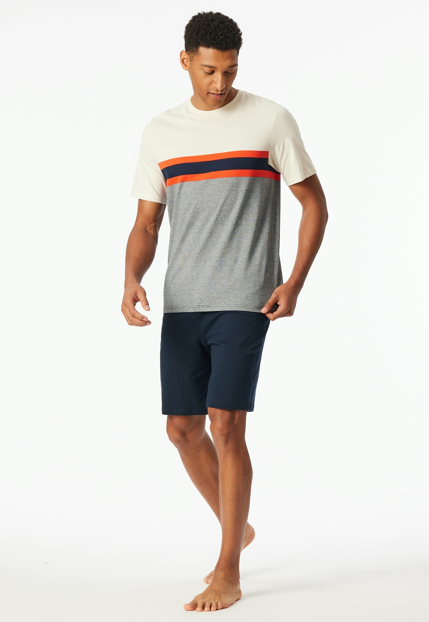 Schiesser Shorty »"Casual Nightwear"«, (2 tlg.), Shorts in Uni mit Bindeband am Bund