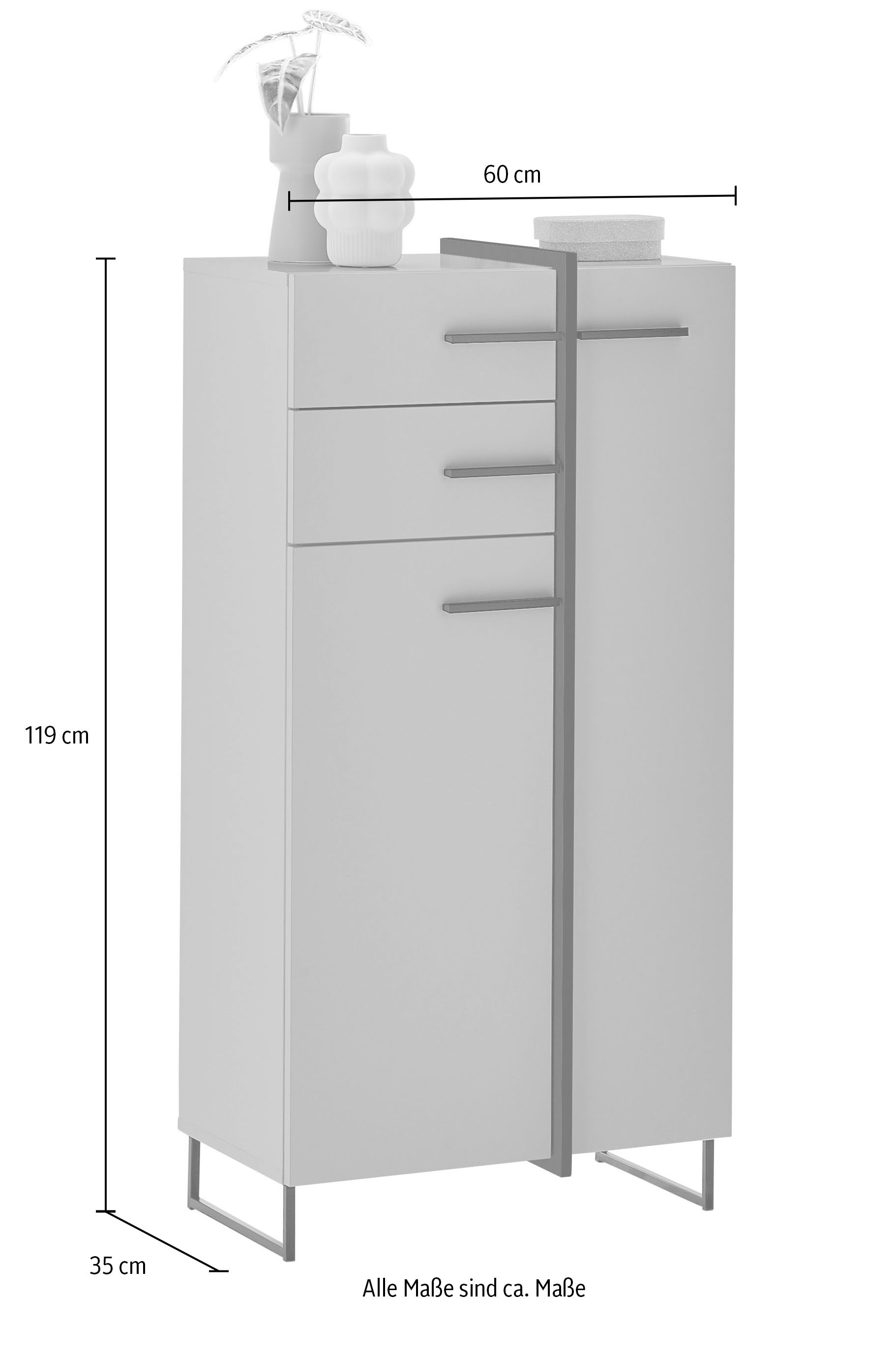 BASIC by Balculina Armoire intermédiaire »Palermo, BxHxT 60x119x35 cm« 1 cuis tlg. Largeur 60 cm, softclose, pieds en métal