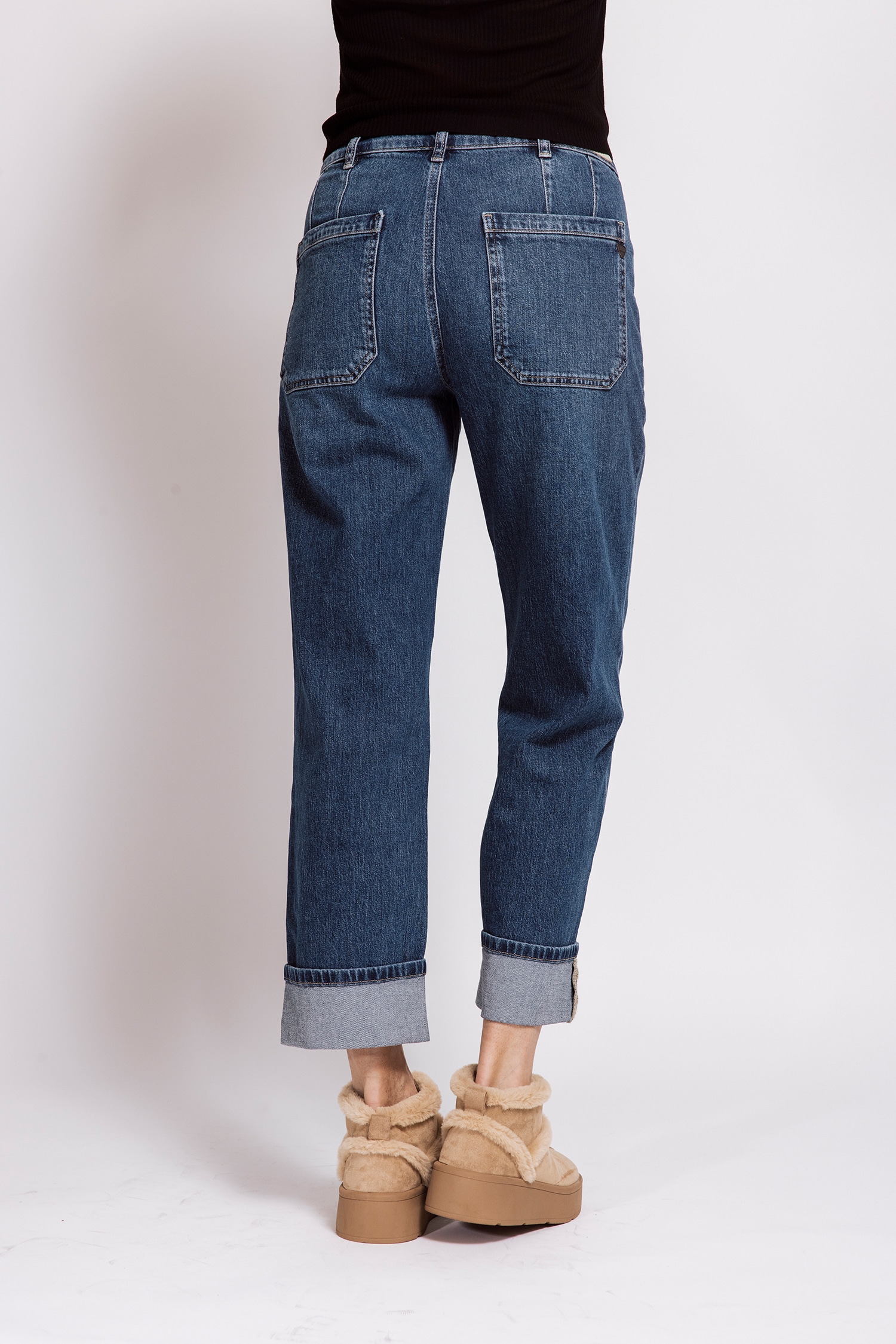 Zhrill Jeans large »KARLI« jeans avec revers, en mélange de coton avec élasthanne
