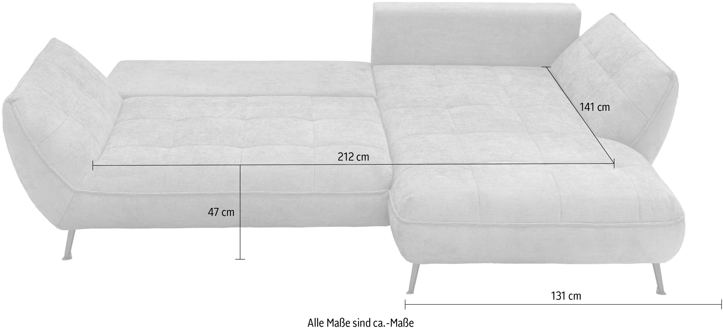exxpo - sofa fashion Ecksofa »Samoa, bequem und modern, mit Easy-Lift-Bettfunktion, L-Form«, Ecksofa Samoa, inkl. Bettfunktion, Bettkasten und Rückenkissen