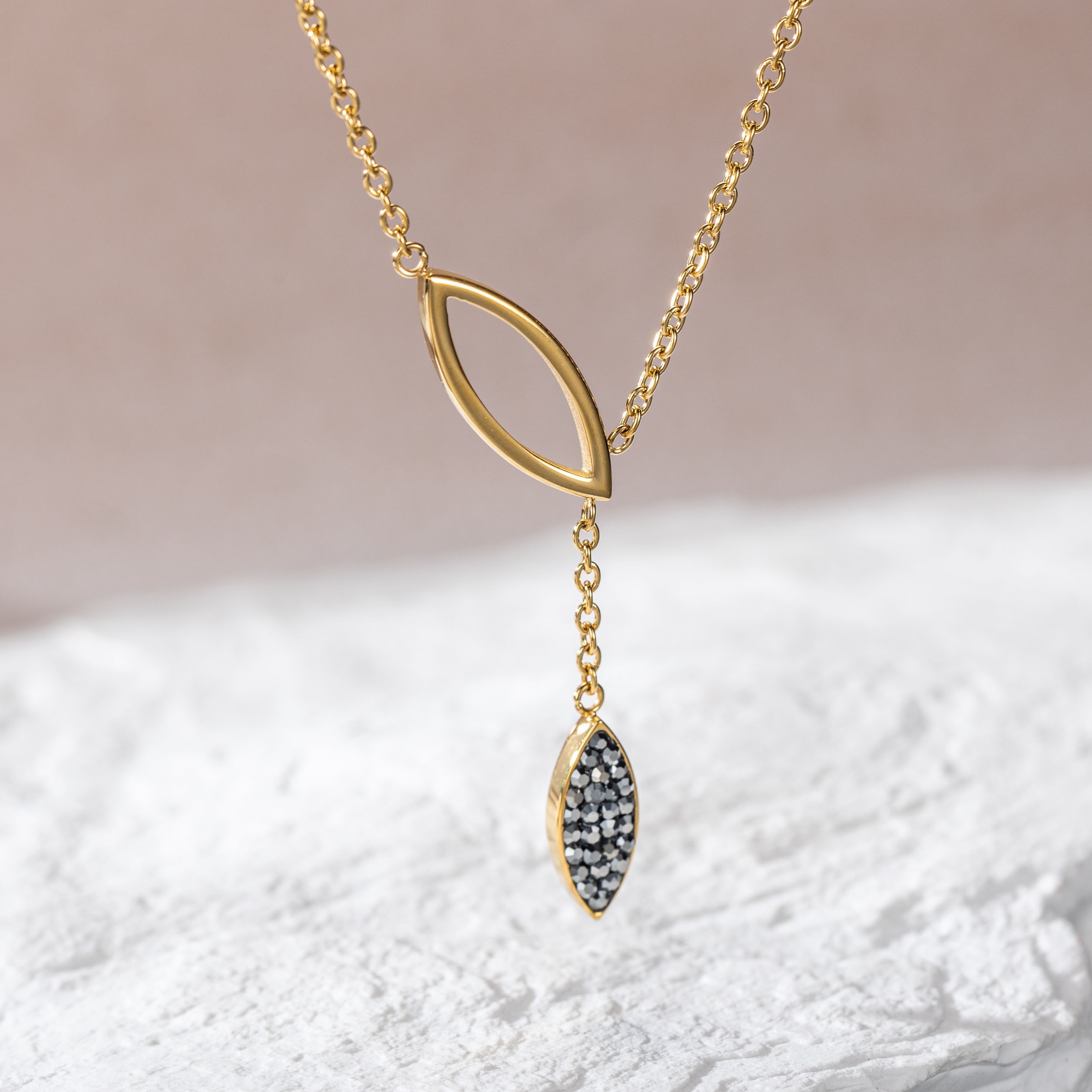 Firetti Y-Kette "Schmuck Geschenk Edelstahl Halsschmuck Halskette Oval Drop" mit Zirkonia (synth.)