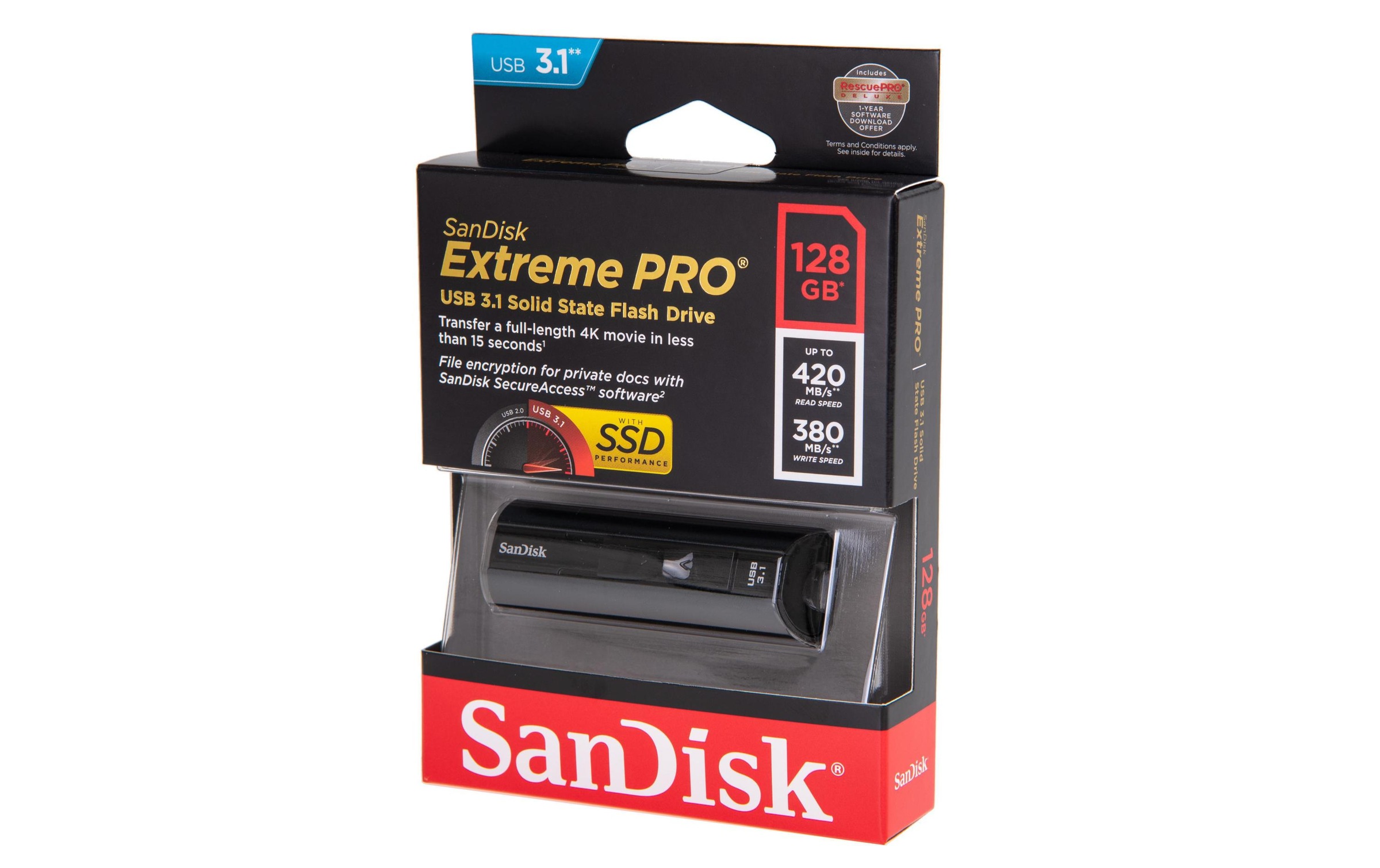Sandisk USB-Stick »Extreme PRO USB 3,1 128 GB«, (Lesegeschwindigkeit 420 MB/s)