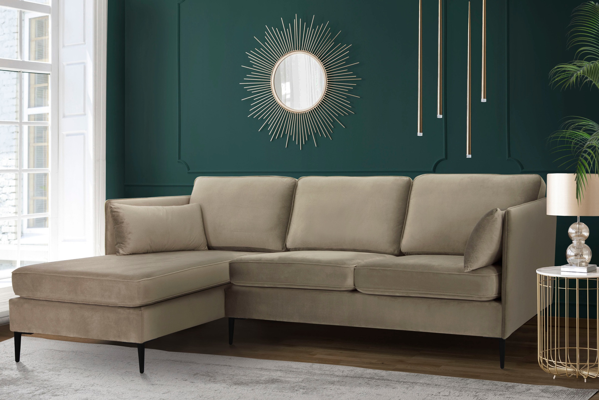 Image of Leonique Ecksofa »Light«, inklusive loser Zierkissen, mit schmalen Armlehnen und Teleskopfüssen bei Ackermann Versand Schweiz