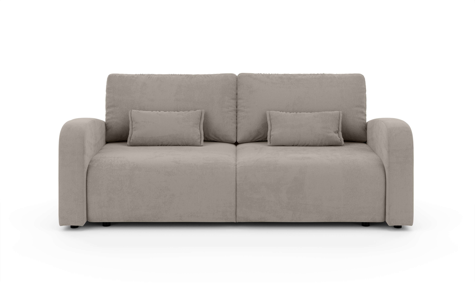 INOSIGN 3-Sitzer »JIGGS wahlweise Schlafsofa mit Bettkasten, Masse B/H/T: 228/96/110 cm«, Sofa mit Wellenunterfederung, enthält 2 Rückenkissen und 2 Zierkissen