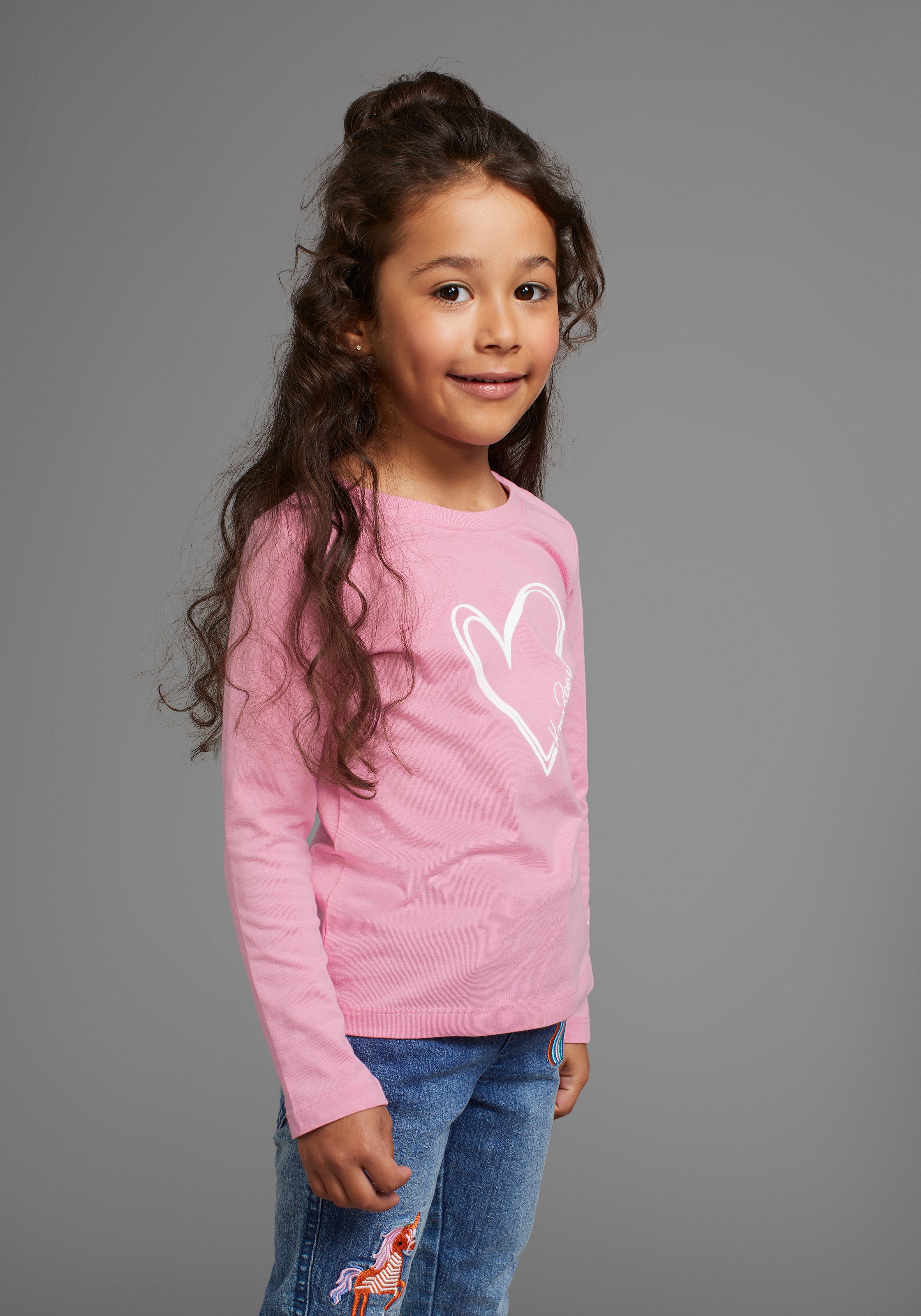 Image of KangaROOS Langarmshirt "für kleine Mädchen", süsser Logo-Druck