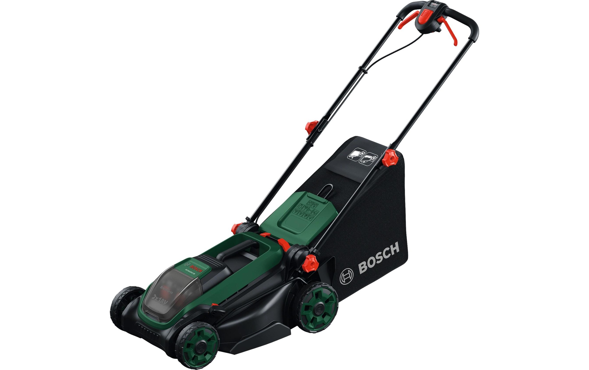 Image of BOSCH Akkurasenmäher "Rotak 18V2-38" Kraftvoller 3-in-1-Mäher für mittelgrosse bis grössere Rasenflächen