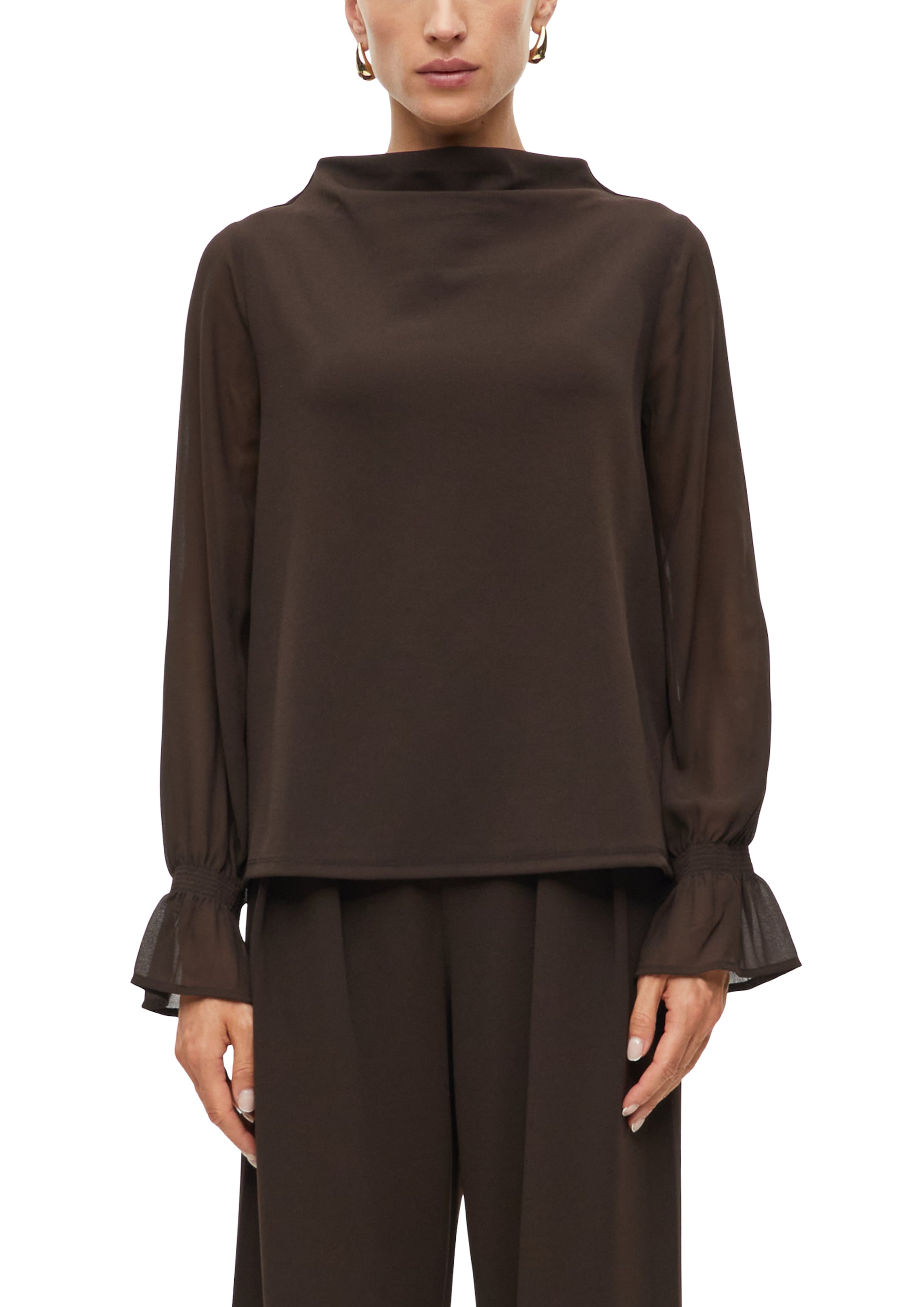 Image of s.Oliver BLACK LABEL Langarmbluse Chiffonärmel mit Rüschenabschluss