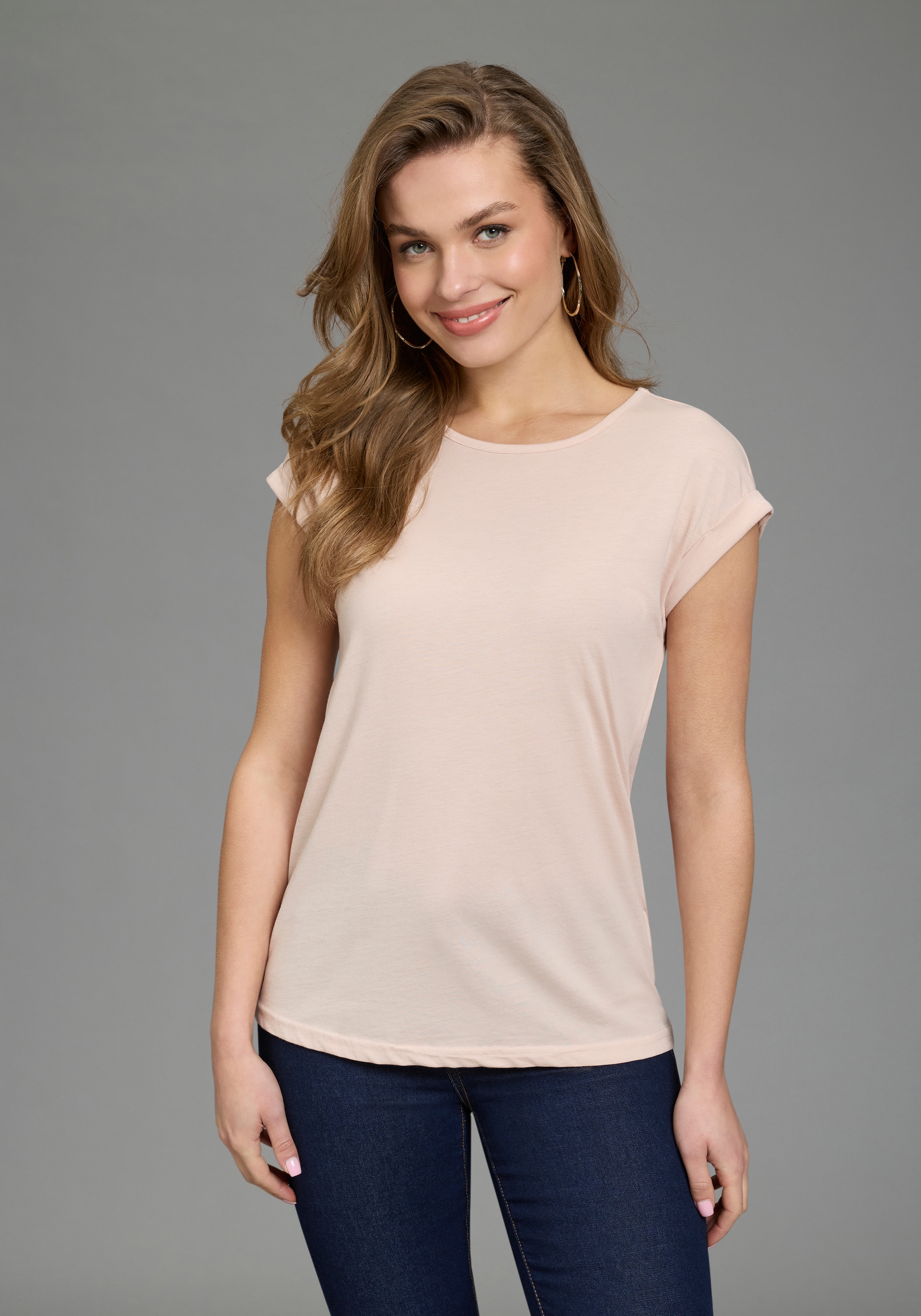 Boysen's T-Shirt 4er-Pack,  figurumspielende Passform, Rundhalsausschnitt