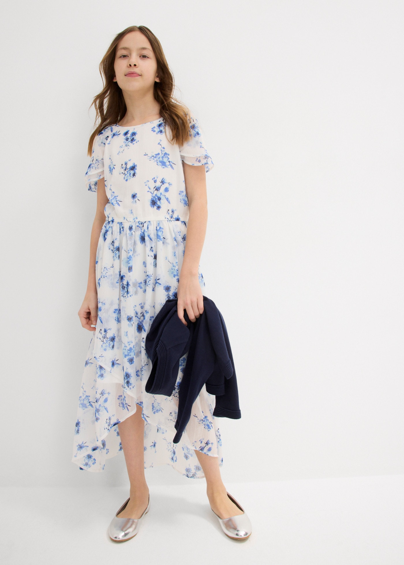 bonprix Robe en mousseline de soie en chiffon, taille élastique