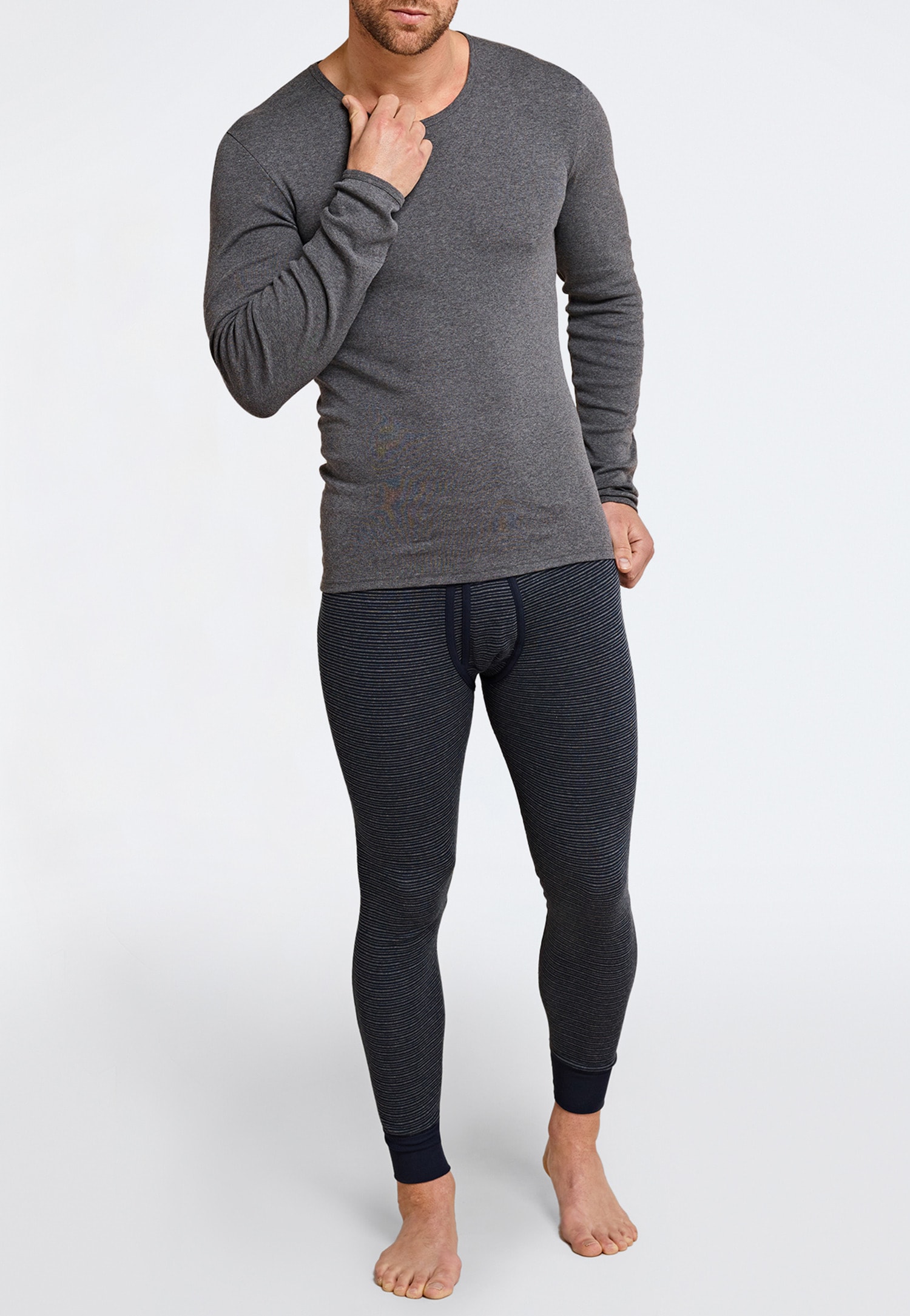 Schiesser Caleçon long »Feinripp Melange« ,  avec ceinture souple