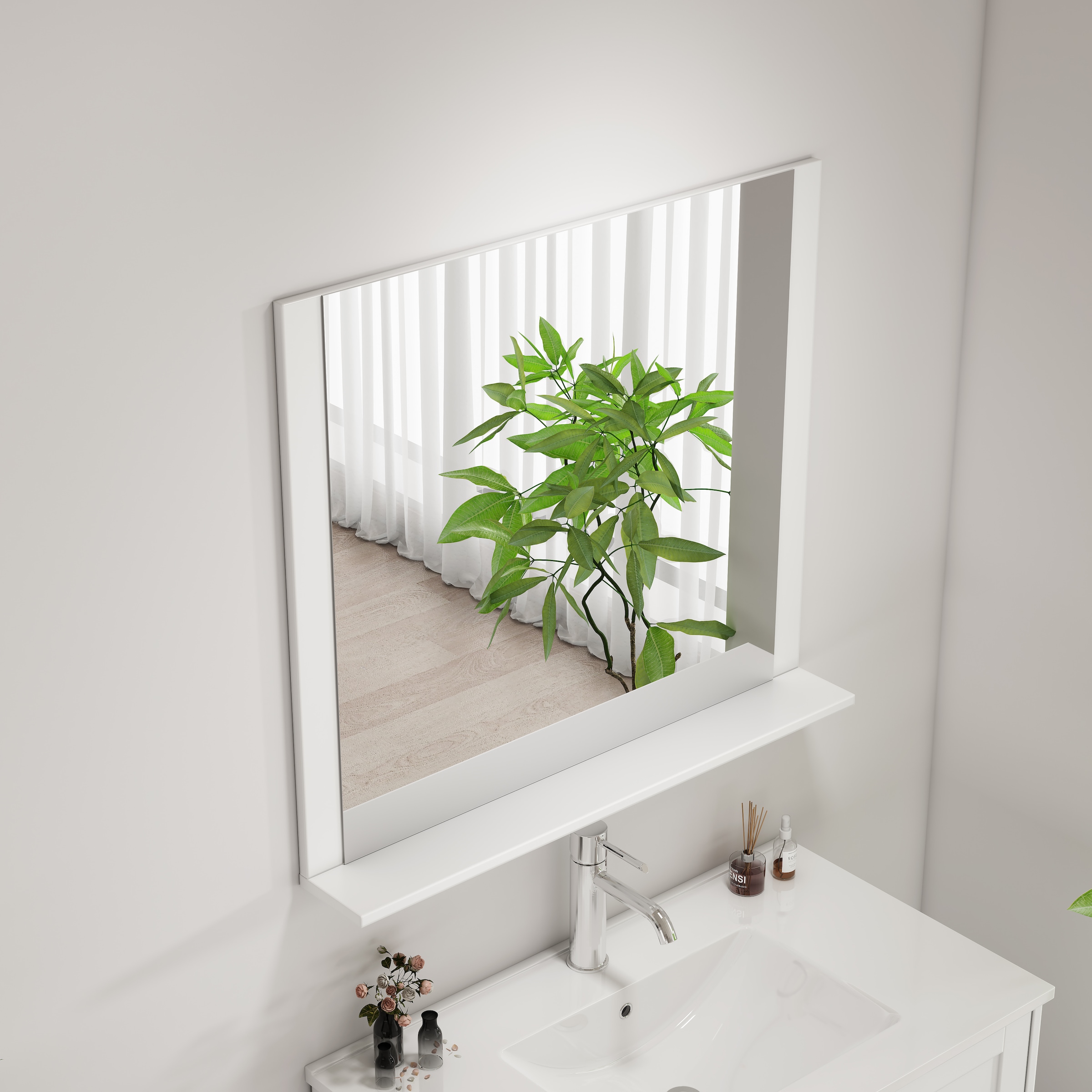 welltime Miroir de salle de bain »AMSTERDAM« in zwei Breiten 60cm, 80cm mit praktischer Ablagefläche