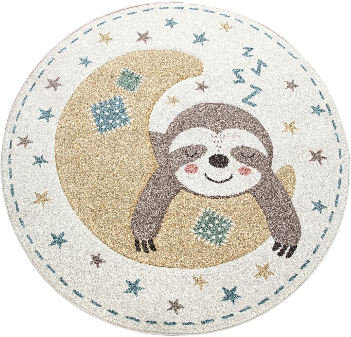 Image of Paco Home Kinderteppich »Volta 318«, rund, 12 mm Höhe, Kurzflor, Motiv Faultier, Kinderzimmer bei Ackermann Versand Schweiz